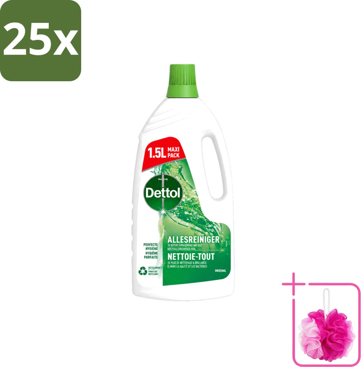 25 x Dettol Original - Allesreiniger - Perfecte Hygiëne - 1.5L - Bulkverpakking - Allesreiniger - Douchemop - Hygiëne