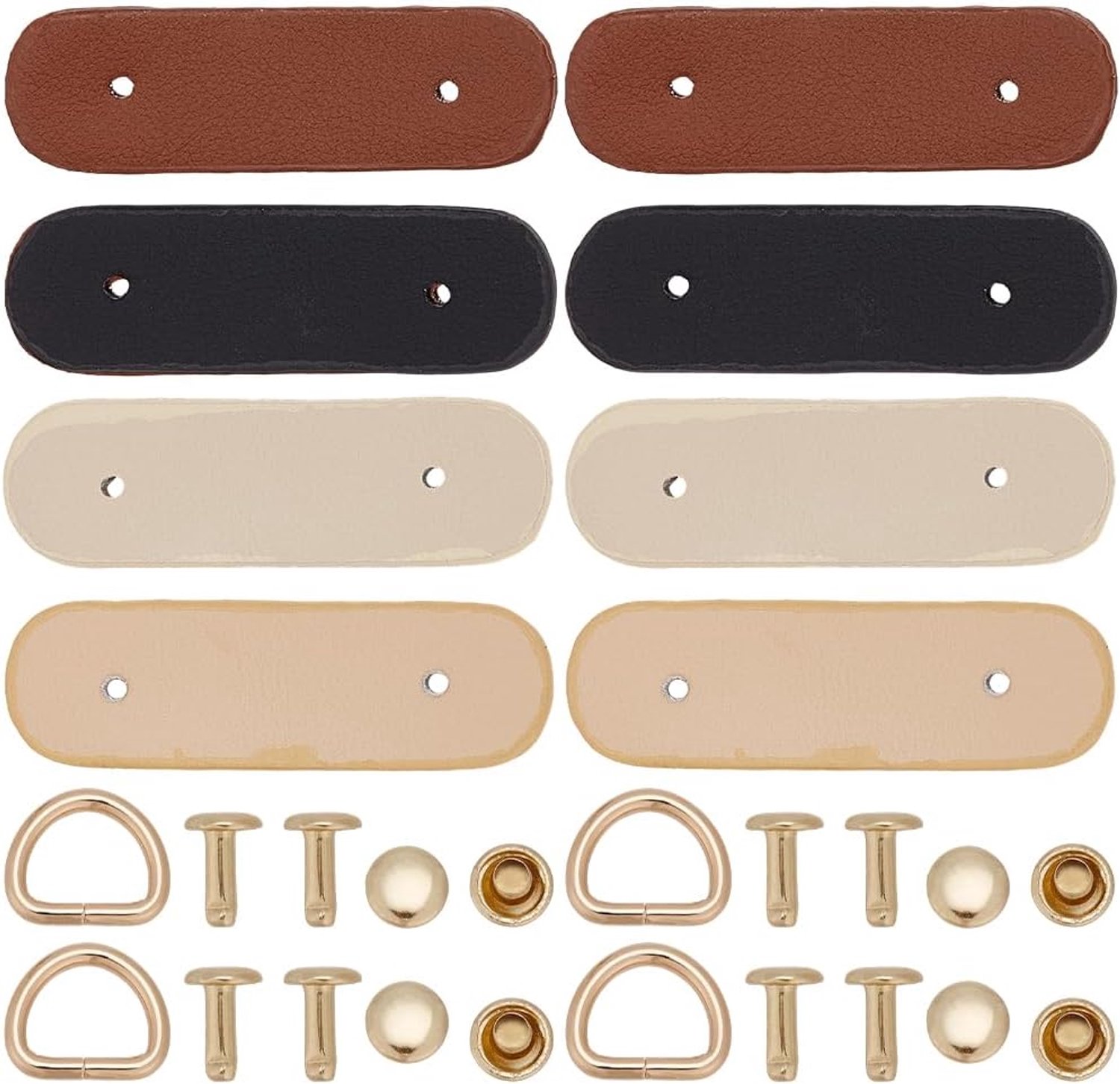4 sets schouderriemhaken van PU-leer met schroeven, rechthoekige gesp van leer, zijdelingse D-ringclip, ophangsluiting voor afneembare tas voor schoudertas