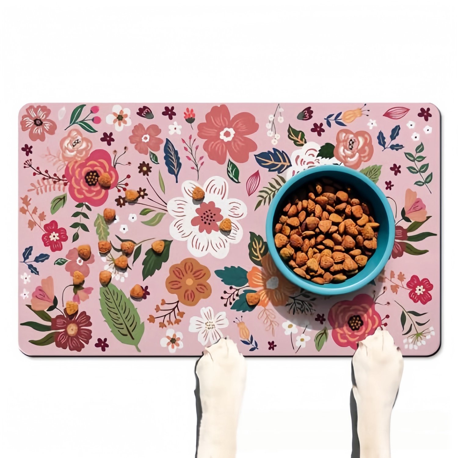 Huisdiermat – Voermat voor honden – Absorberende mat – Mat voor voer- en drinkbakken – Sneldrogend (houdt de voerplek droog en schoon) – Antislip – Eenvoudig dagelijks te reinigen (veeg het oppervlak simpelweg af met een vochtige doek)-30 x 40 cm