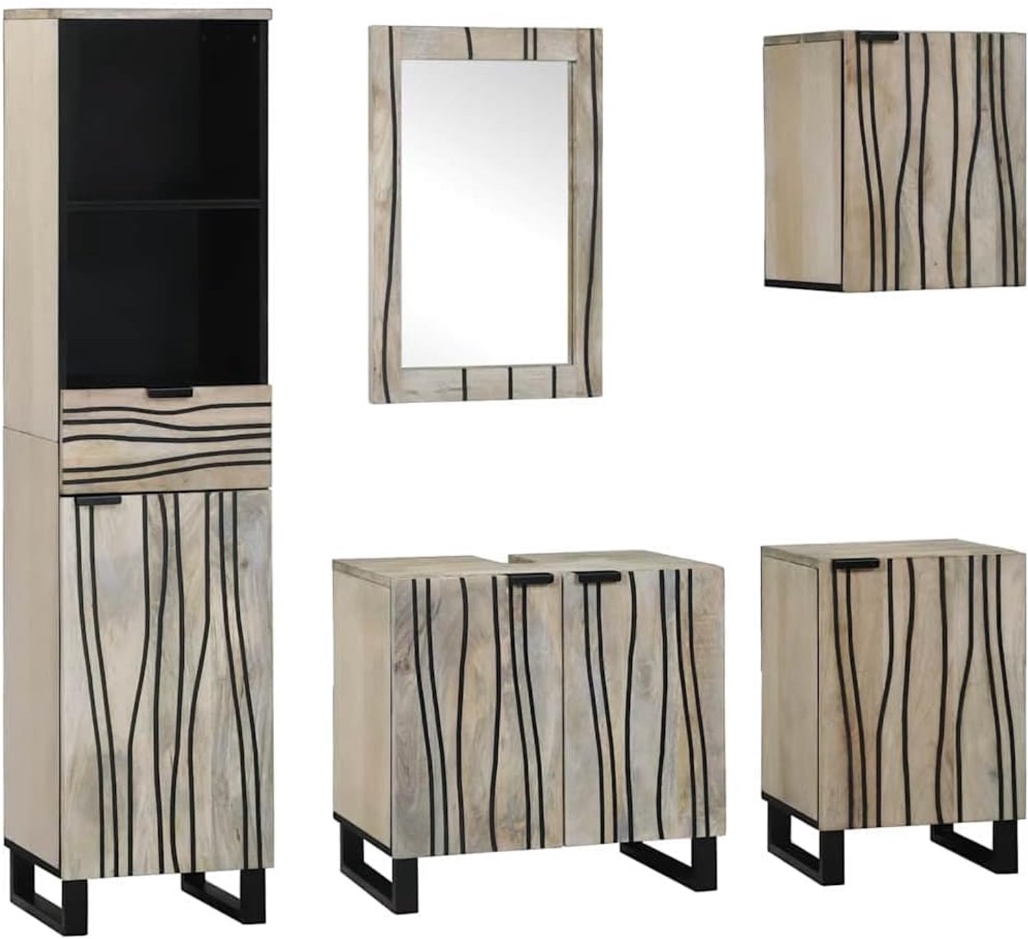 Badkamermeubelset 5 stuks walnoot bruin 38x33x160 cm