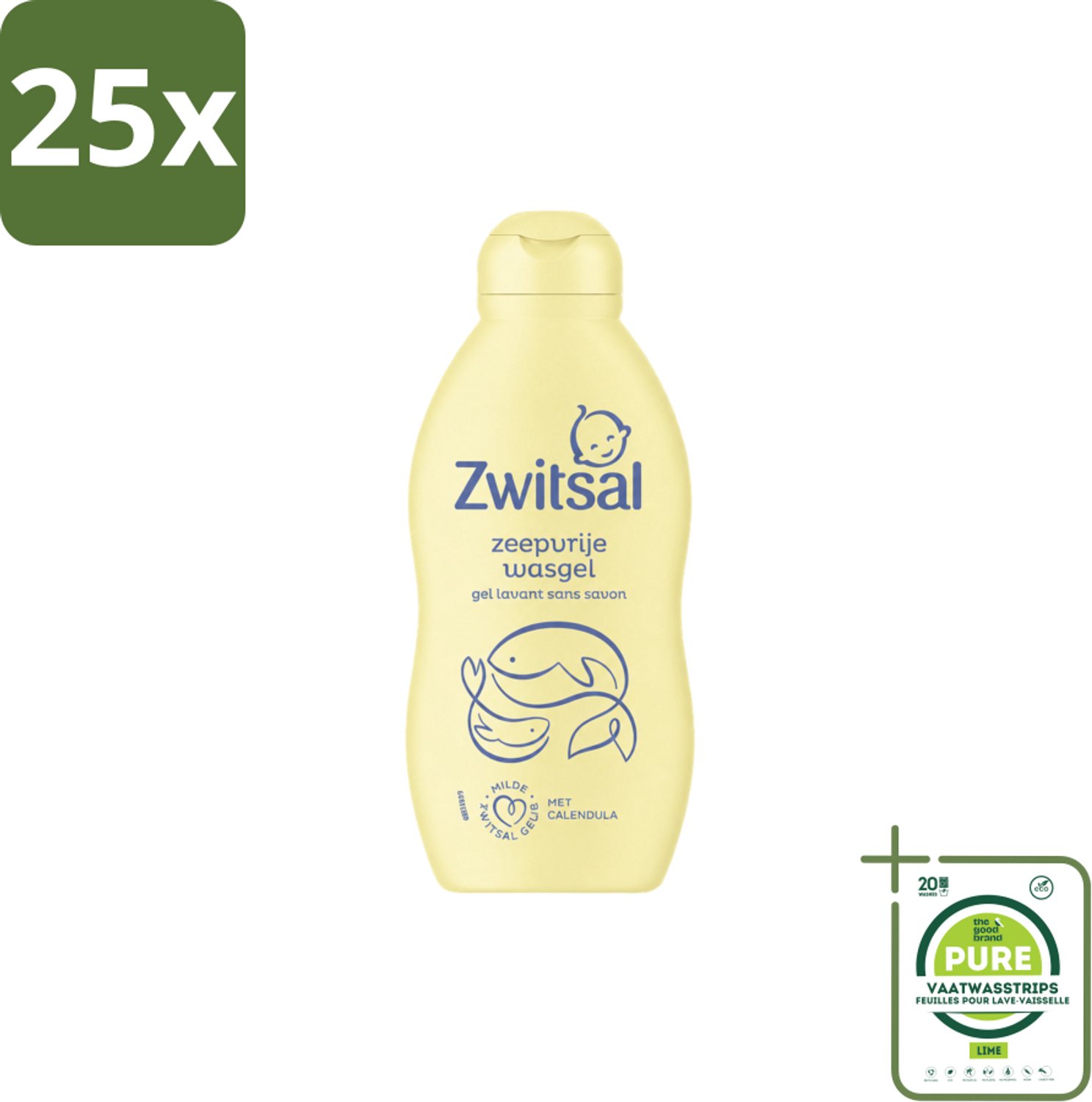 25 x Zwitsal – Wasgel – Zeepvrij – 200 ml - Grootverpakking - Vaatwasstrips - Baby Wasgel - Zeepvrije Wasgel - Babyhuid Verzorging - Wasgel Voor Baby - Anti-prik Wasgel