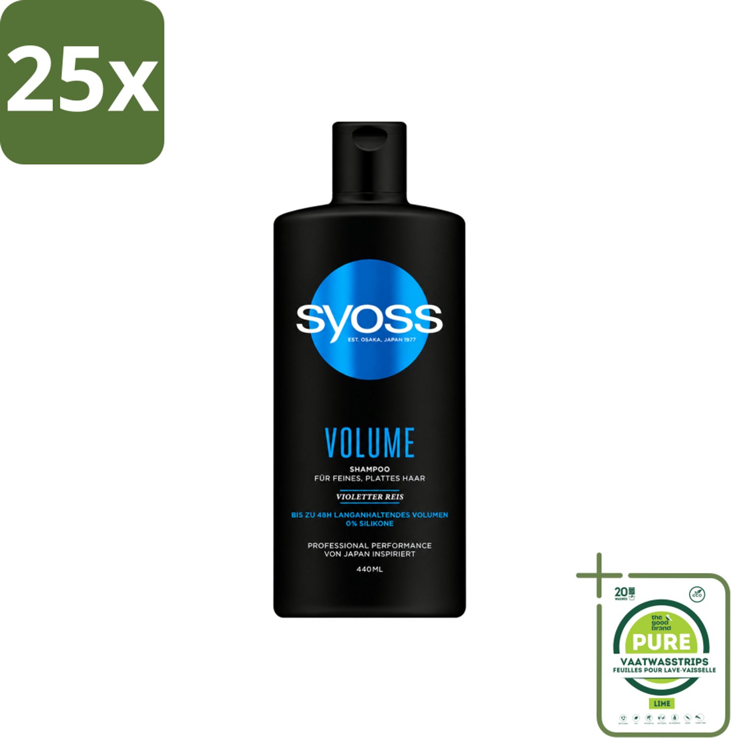 25 x Syoss – Shampoo – Volume – 440 ml - Grootverpakking - Vaatwasstrips - Volume Shampoo - Fijn Haar Shampoo - Slap Haar Shampoo - Lift Haar - Body Haar