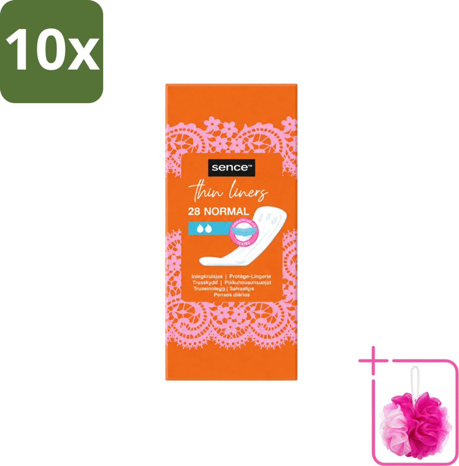 10 x Sence - Normaal - Inlegkruisjes - Dagelijks Comfort - 28 Inlegkruisjes - Bulkverpakking - Inlegkruisjes - Douchemop - Dagelijks comfort