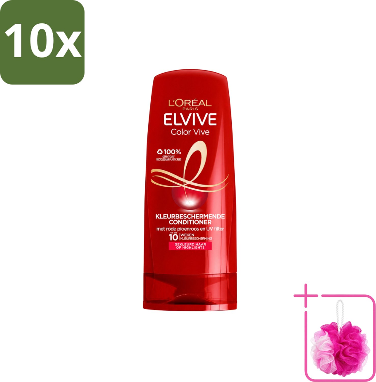10 x L'Oréal Elvive Color Vive - Conditioner - 200 ml - Bulkverpakking - Kleur behouden - Douchemop - Gekleurd haar verzorgen