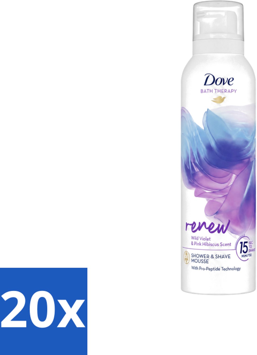 20 x Dove – Douche- & Scheerschuim – Bath Therapy Renew – 200 ml - Voordeelverpakking - 20 stuks