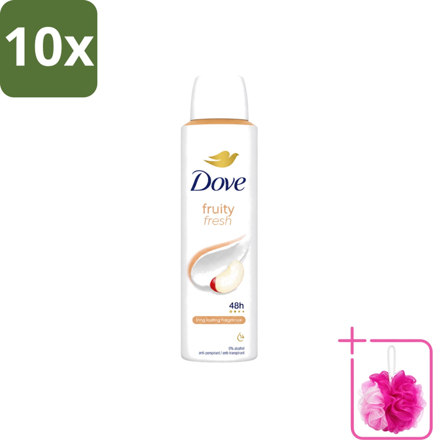 10 x Dove – Deodorant Spray – Fruity Fresh – 150 ml - Bulkverpakking - Deodorant spray - Douchemop - Fris