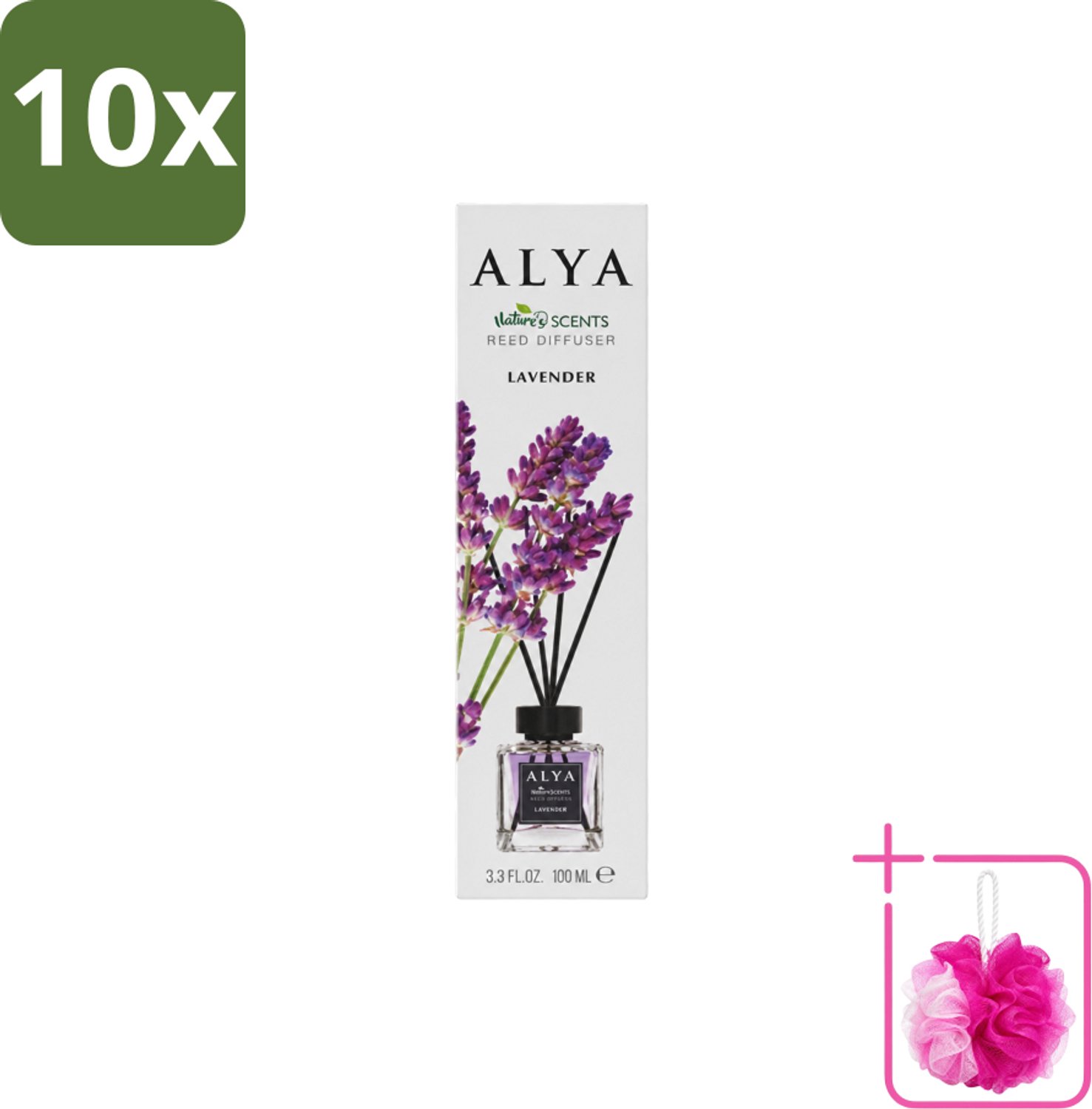 10 x Alya – Reed Diffuser – Lavender – Interieurparfum - Bulkverpakking - Lavendel geurstokjes - Douchemop - Rustgevende geur