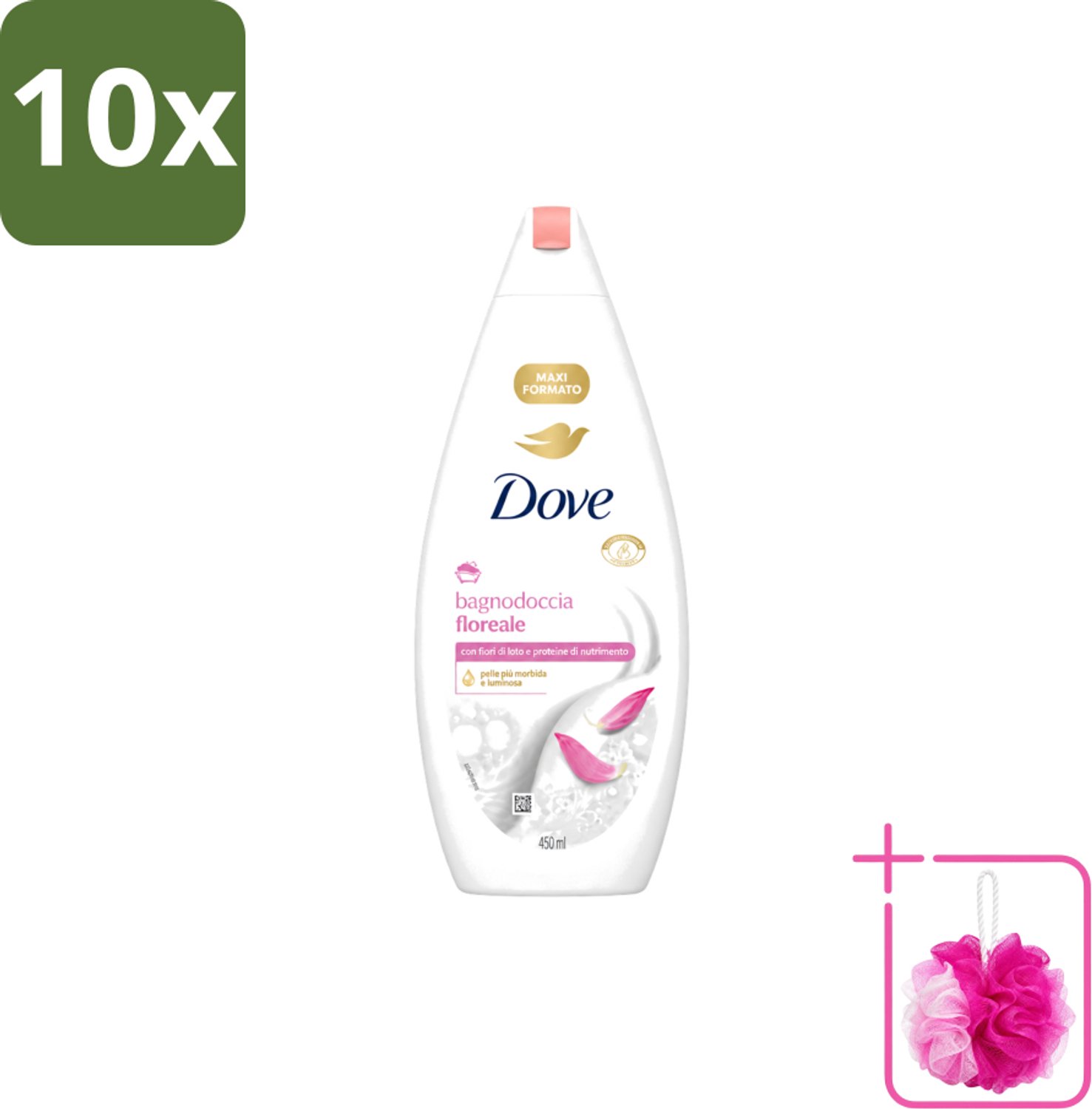 10 x Dove – Douchegel – Lotus Bloem – 450 ml - Bulkverpakking - Douchegel lotus bloem - Douchemop - Mild reinigen