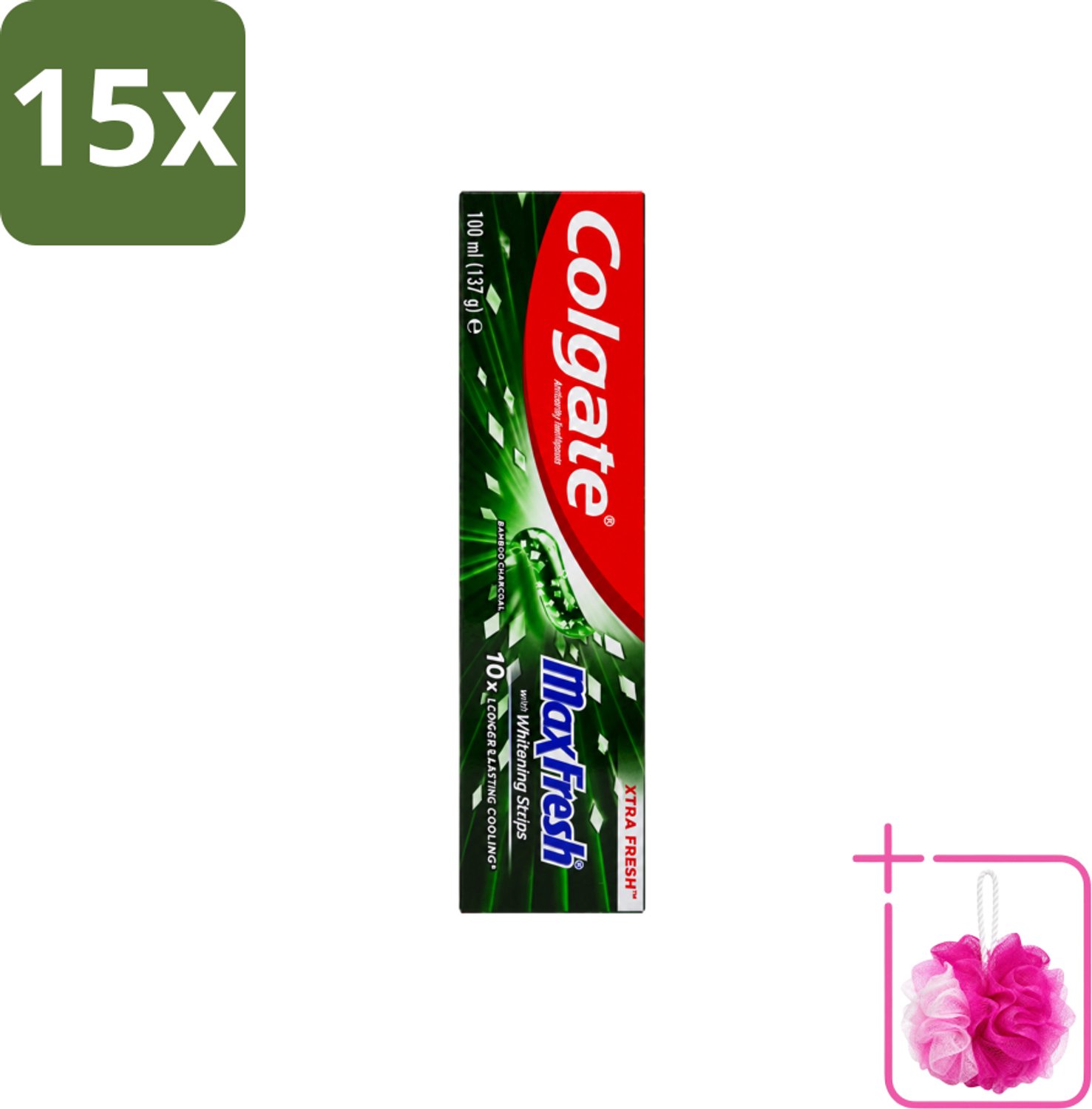 15 x Colgate – Tandpasta – MaxFresh Whitening Bamboo Charcoal – 100 ml - Bulkverpakking - Tandpasta - Douchemop - Witter maken