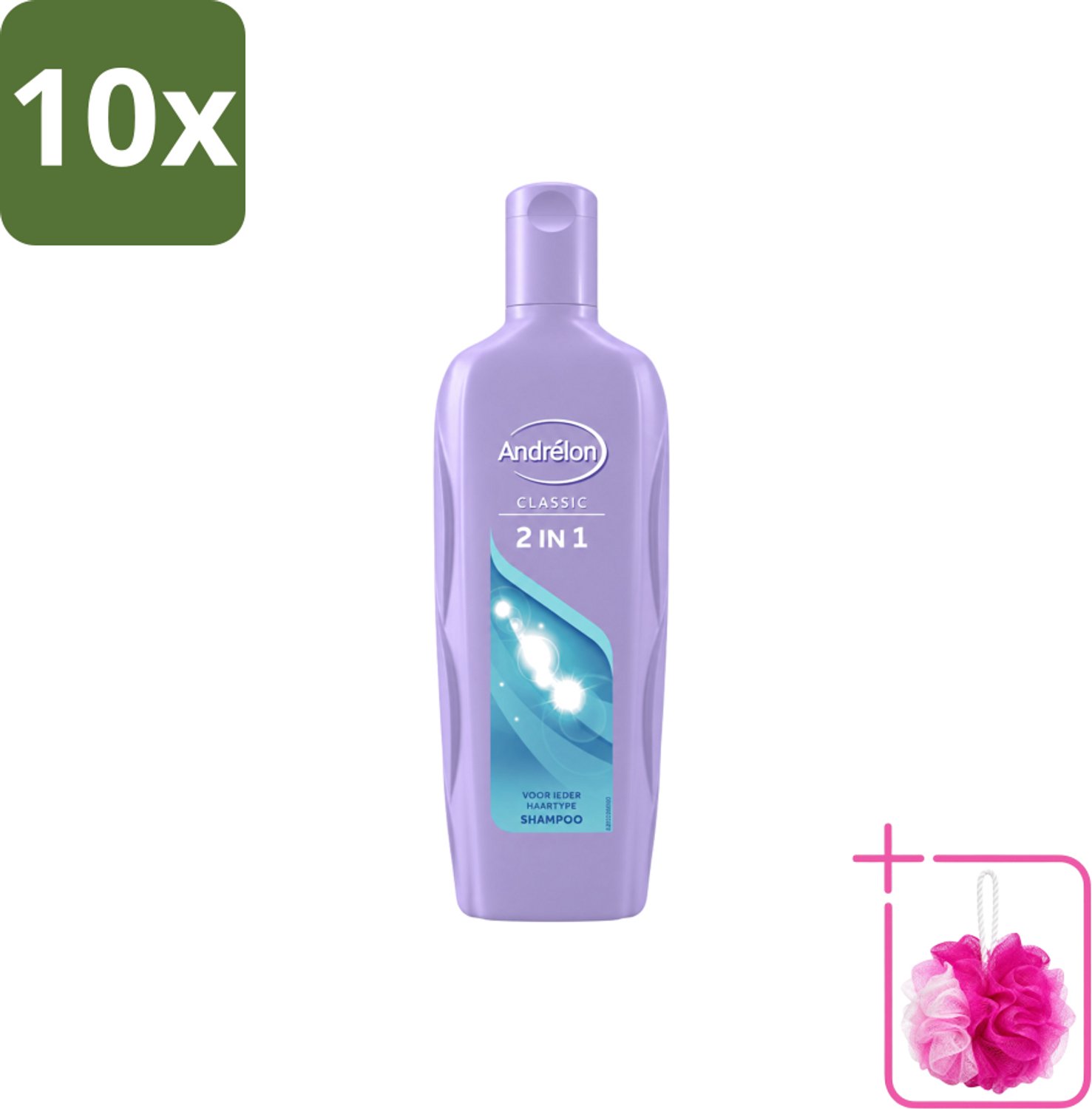 10 x Andrélon – Shampoo – 2-in-1 – 450 ml - Bulkverpakking - Shampoo 2 in 1 - Douchemop - Haar reinigen