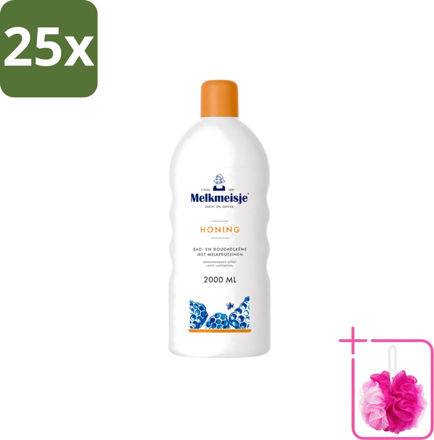 25 x Melkmeisje – Bad & Douche – Honing – 2000 ml - Bulkverpakking - Melkmeisje bad en douche - Douchemop - Bad en douche crème
