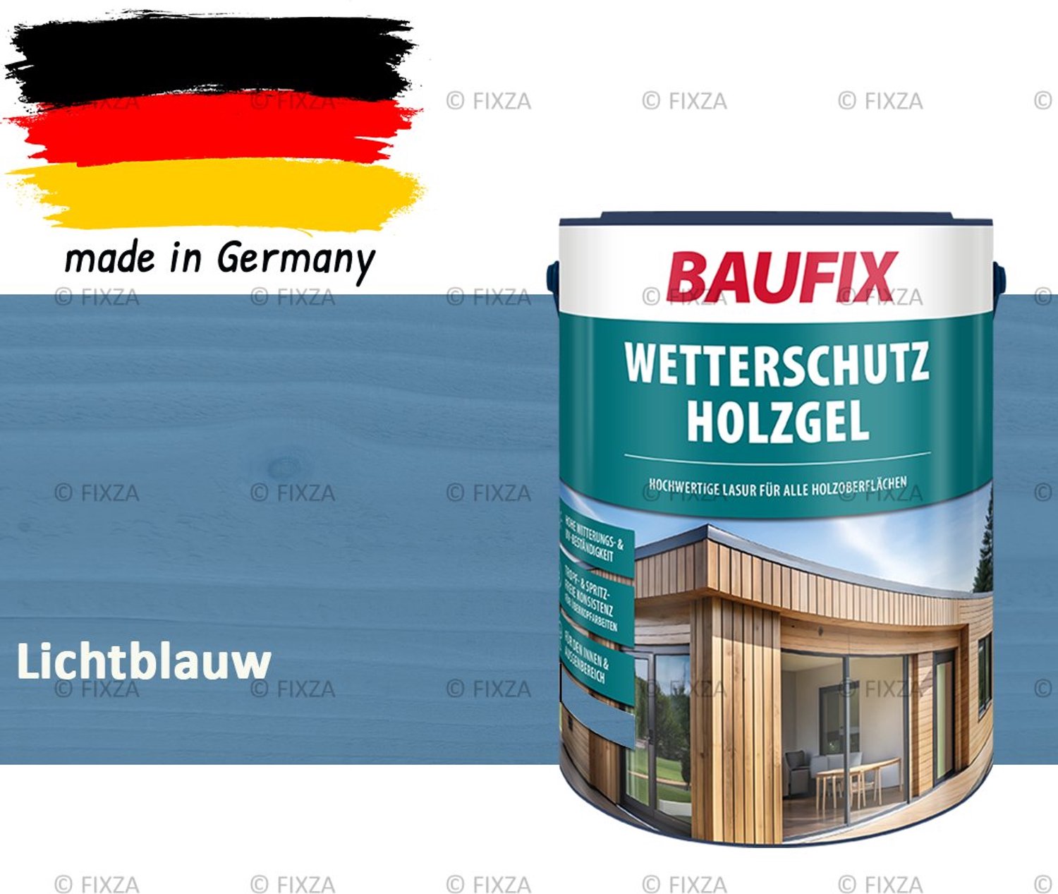 BAUFIX Buitenbeits – Lichtblauw – Zijdeglans – 5 Liter – Voor Schutting, Tuinhuis & Blokhut – UV- & Weerbestendig