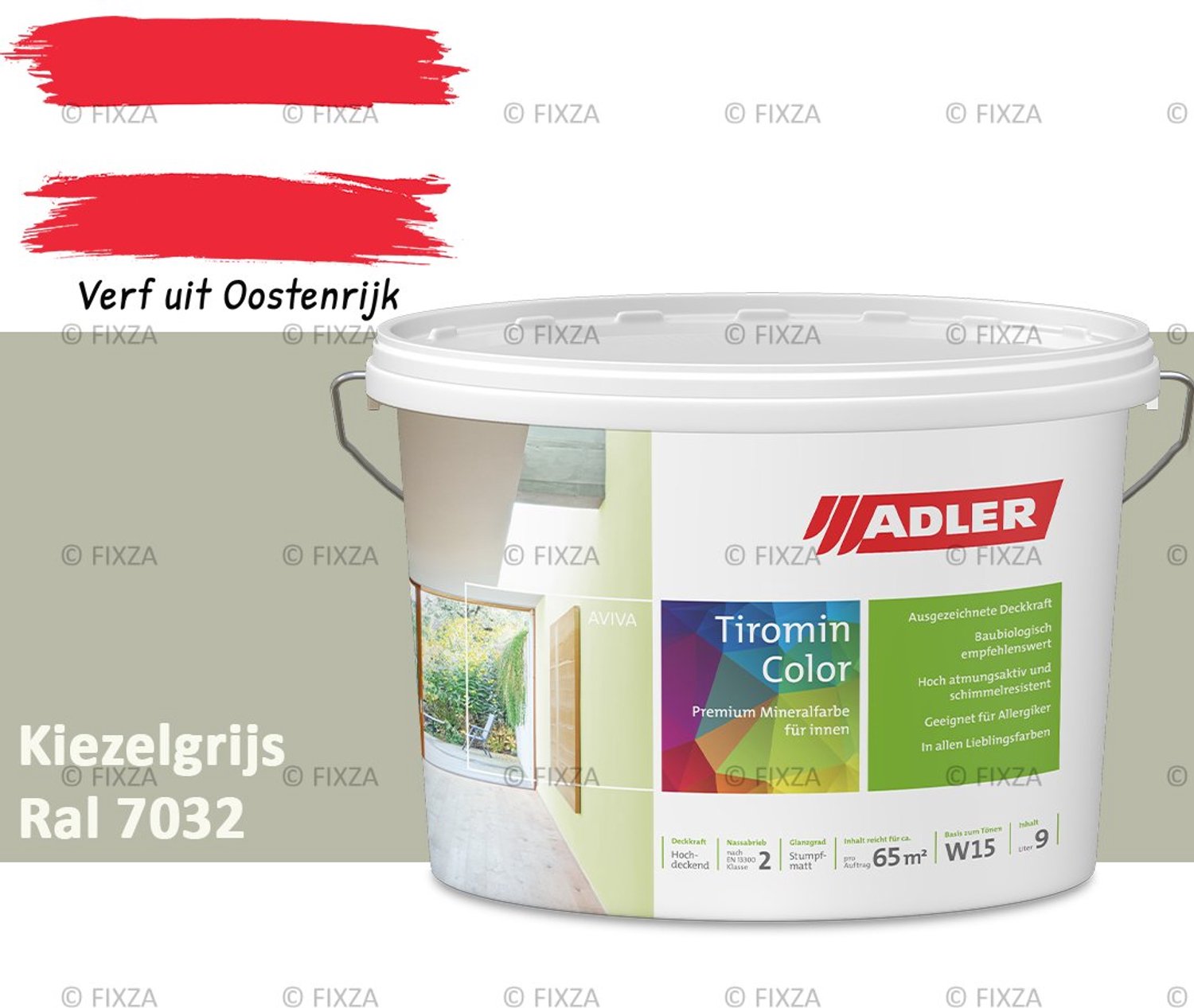ADLER Aviva Tiromin-Color Silicaat Muurverf Binnen – 1 Liter – RAL 7032 Kiezelgrijs, Hoogdekkende & Ademend – Ecologische Schimmelwerende Wandverf