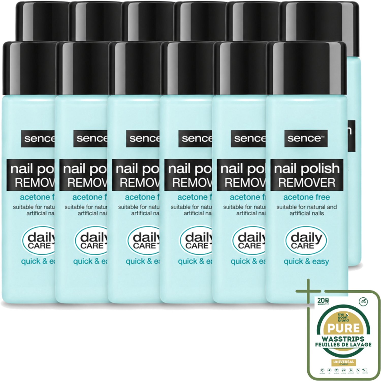 12 x Sence - Acetonvrij - Nagellakremover - Pompflacon - 175 ml - Wasstrips - Nagellakremover - Acetonvrije Nagellakremover - Pompflacon Nagellakremover - Milde Nagellakremover - Nagellak Verwijderen