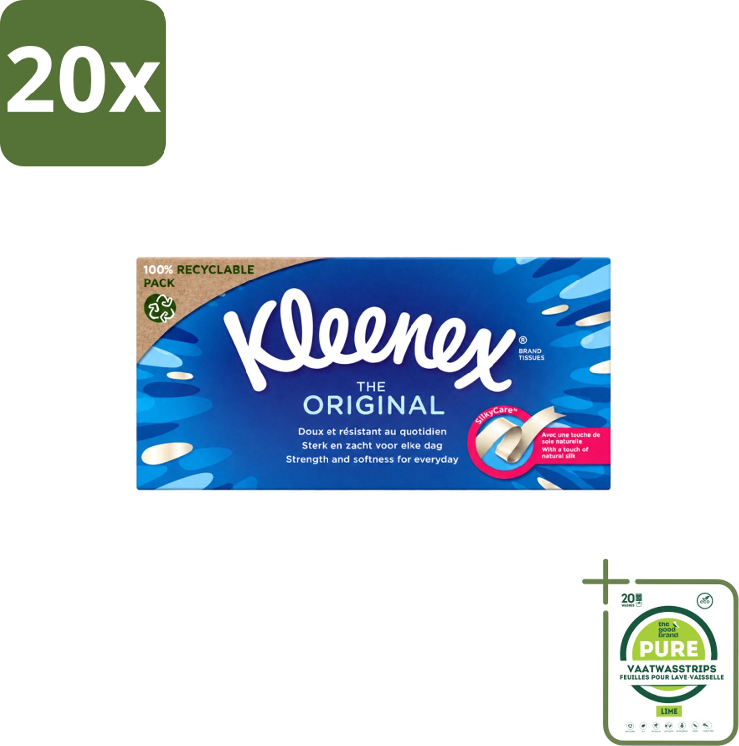 20 x Kleenex - Tissues - The Original - Voor Dagelijks Gebruik - 72 Stuks - Grootverpakking - Vaatwasstrips - Tissue - Neusdoek - Zachte Tissue - Gezin - Verkoudheid