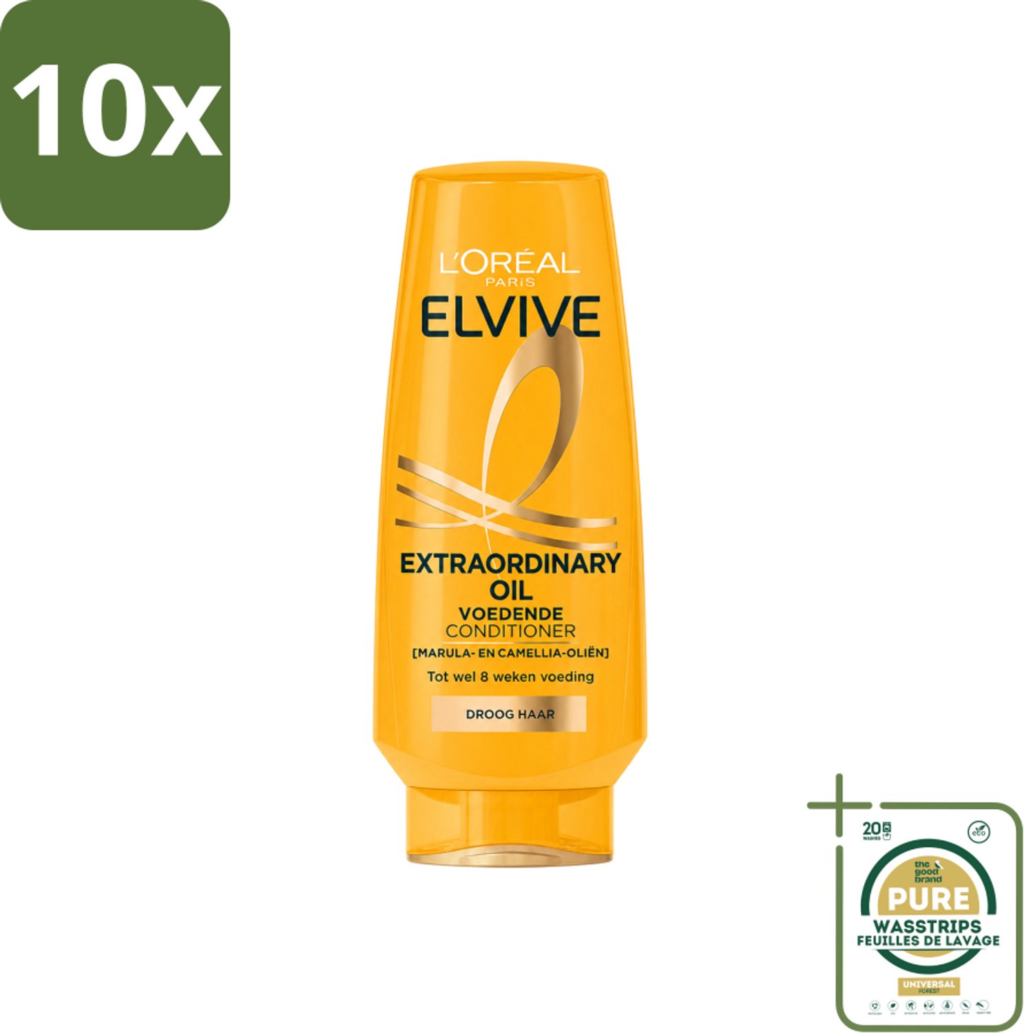10 x L'Oréal Paris Elvive Extraordinary Oil - Conditioner - Droog Haar - 200ml - Wasstrips - Droog Haar - Haar Verzorging - Haar Hydraatatie - Haar Herstel - Haar Glans