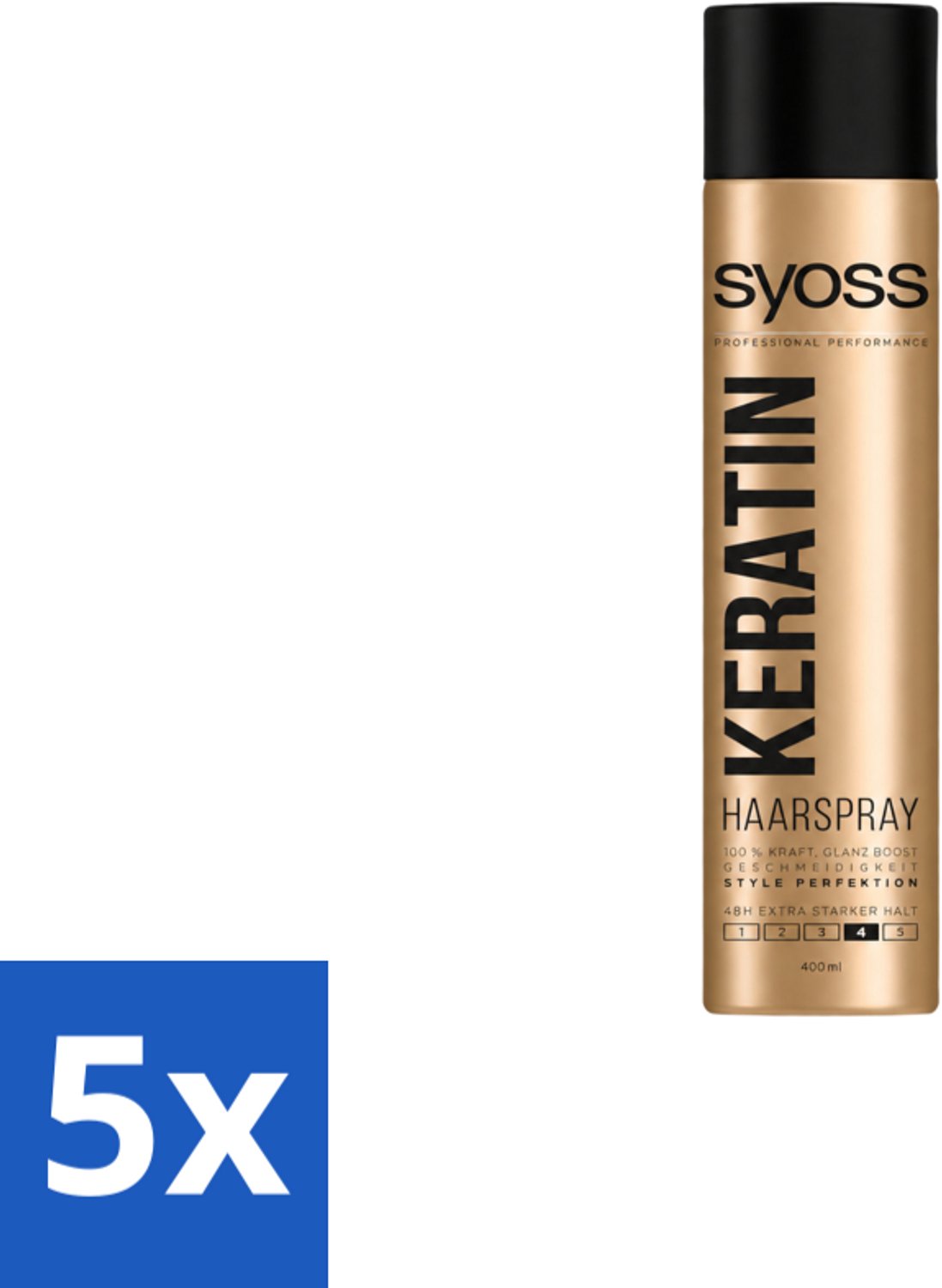 5 x Syoss – Haarspray – Keratin Hold 4 – 400 ml - Voordeelverpakking - 5 stuks