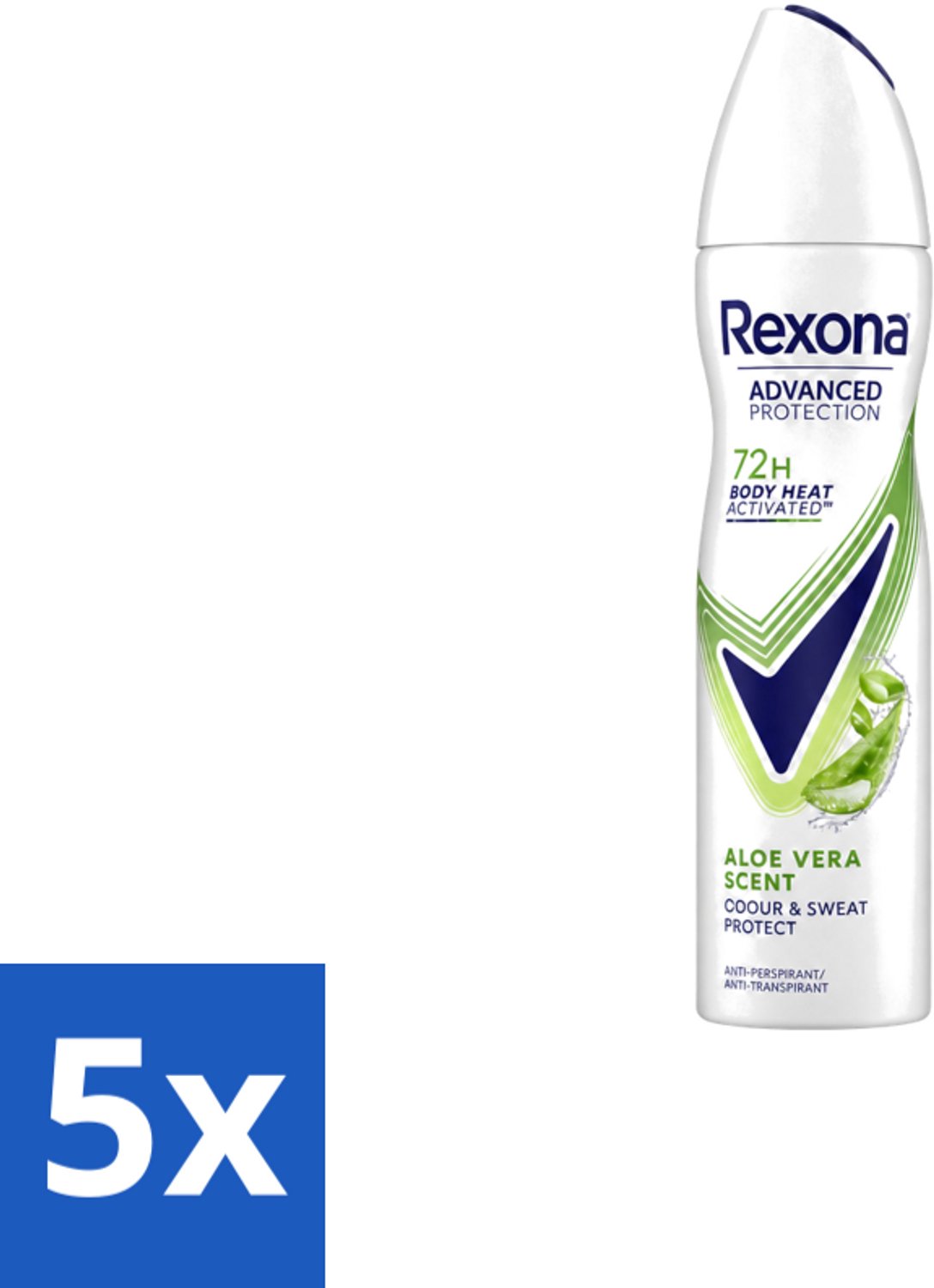 5 x Rexona - Deodorant - Spray - Aloe Vera Scent - 150ml - Voordeelverpakking - 5 stuks