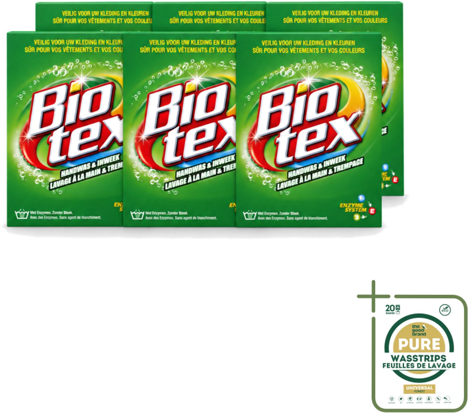 6 x Biotex - Waspoeder - Handwas & Inweek - Actieve Biologische Enzymen - 720 g - Wasstrips - Handwas - Inweek Waspoeder - Biologische Enzymen - Natuurlijke Wasmiddelen - Veilig Voor Stof