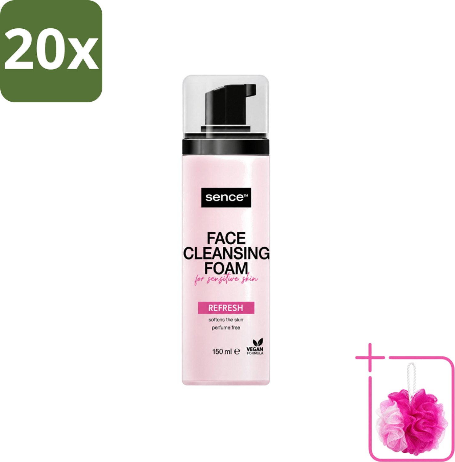 20 x Sence - Gevoelige Huid - Gezichtsreiniger - Foam - 150 ml - Bulkverpakking - Gevoelige huid reinigen - Douchemop - Gezichtsreiniger foam