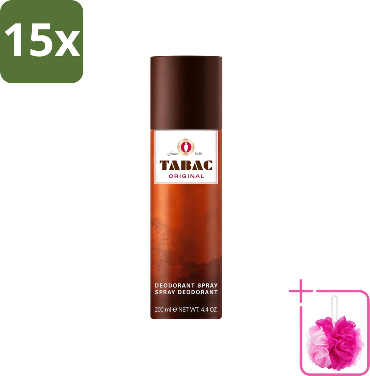 15 x Tabac Original - Deodorant Spray - Anti-transpirant - 200 ml - Bulkverpakking - Deodorant spray - Douchemop - Anti-transpirant