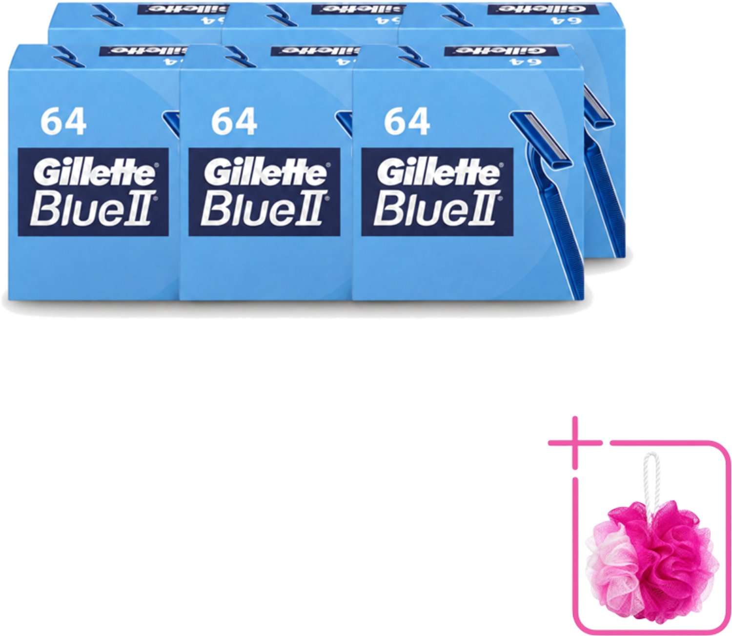 6 x Gillette - Blue 2 - Wegwerpscheermesjes - Duurzaam en comfortabel - 64 Scheermesjes - Bulkverpakking - Scheermesje - Douchemop - Wegwerpscheermesje
