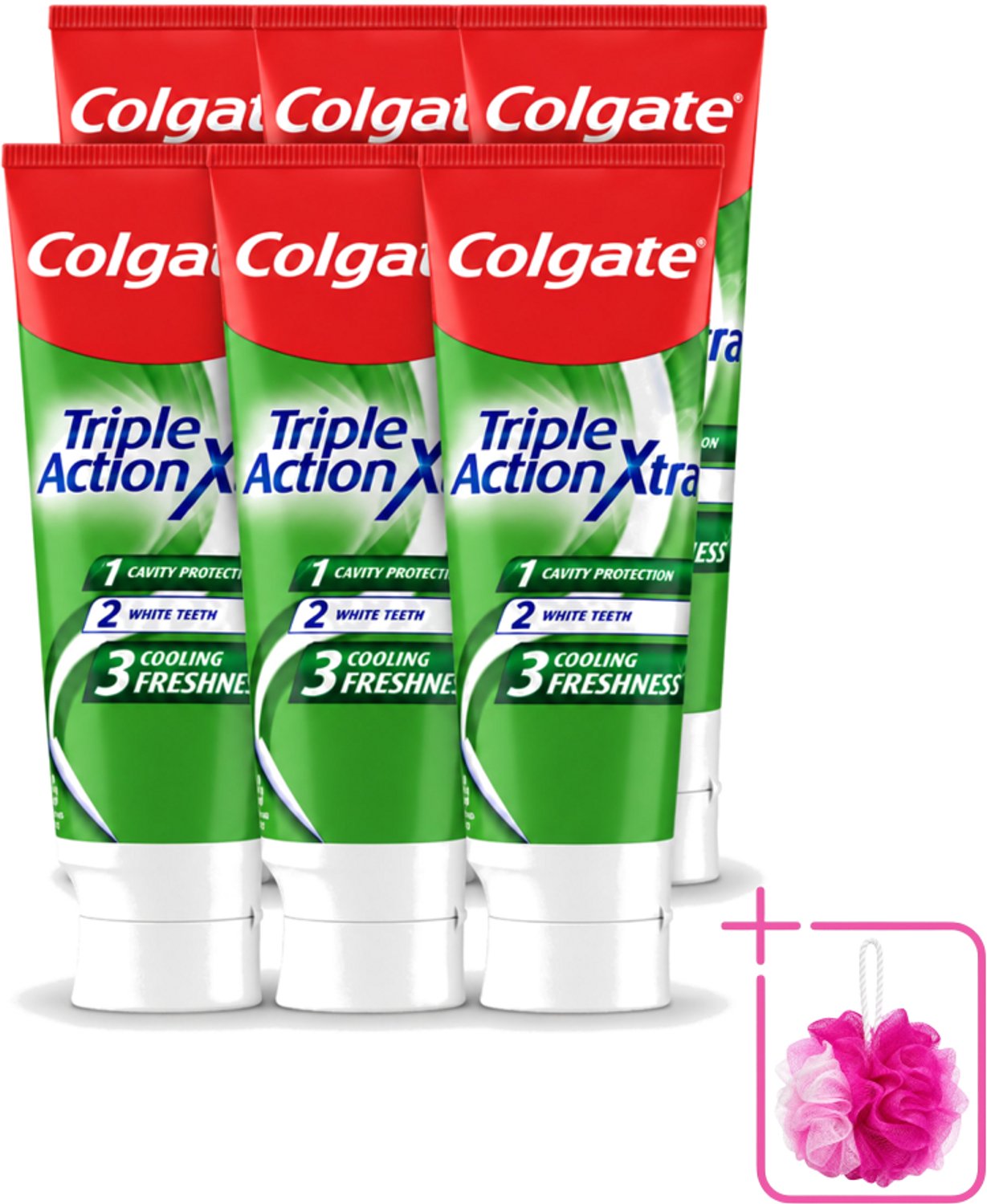 6 x Colgate - Triple Action - Xtra Fresh - Tandpasta - 75ml - Bulkverpakking - Tandpasta - Douchemop - Gaatjes