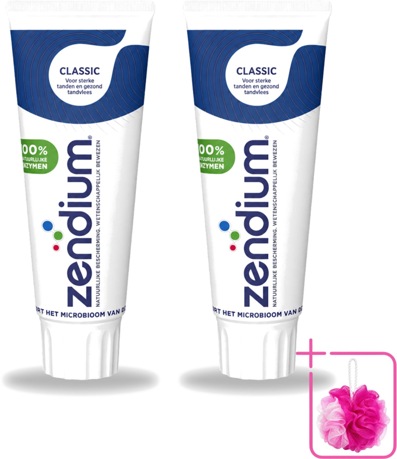 2 x Zendium - Classic - Tandpasta - Natuurlijke Enzymen - 75 ml - Bulkverpakking - Tandpasta - Douchemop - Natuurlijke enzymen