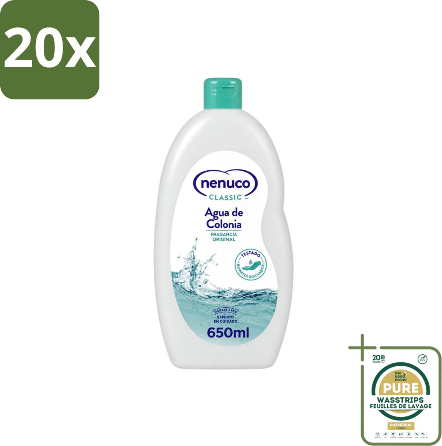 20 x Nenuco – Eau de Cologne – Klassiek – 650 ml - Wasstrips - Eau De Cologne - Kinderparfum - Frisheid - Poederige Geur - Citrusachtige Geur
