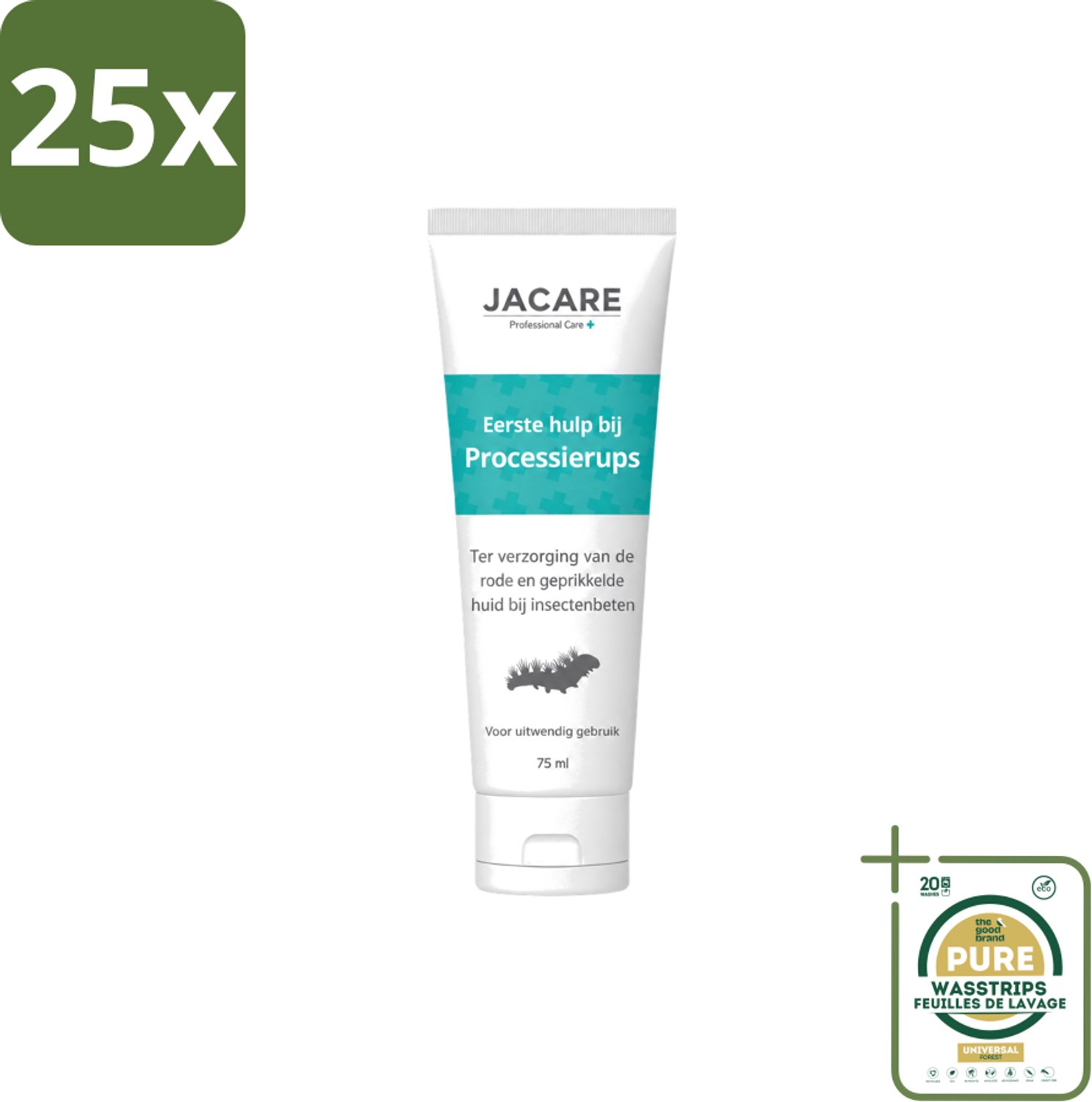 25 x Jacare – Gel – Processierups – 75 ml - Wasstrips - Processierups Gel - Jeuk Verlichting - Huidverzachting - Insectenbeten - Kwallenbeten