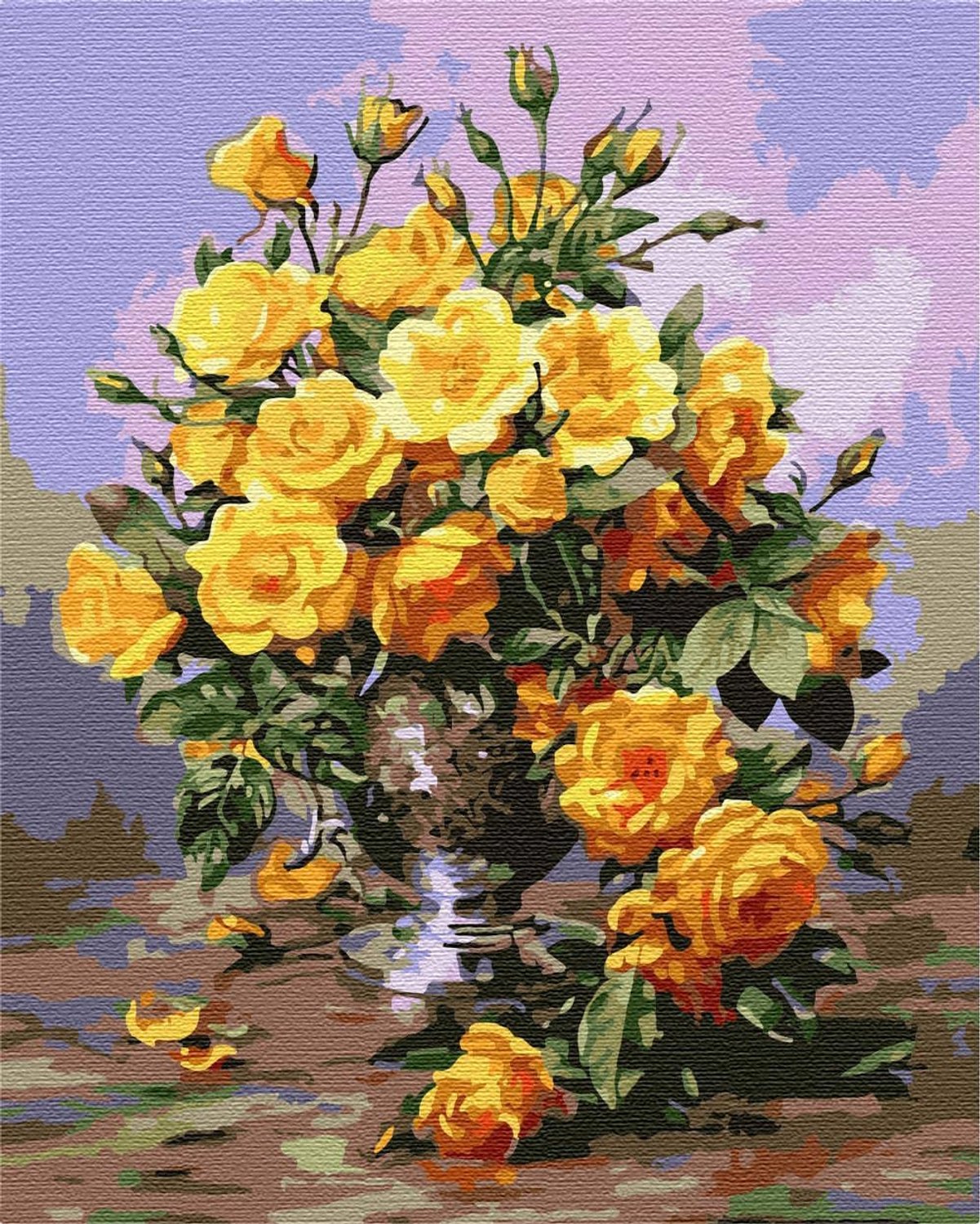 Schilderen op nummer 40 x 50 cm - Gele Roos - DIY olie schilderij - Ontspannend en leerzaam - Homevero