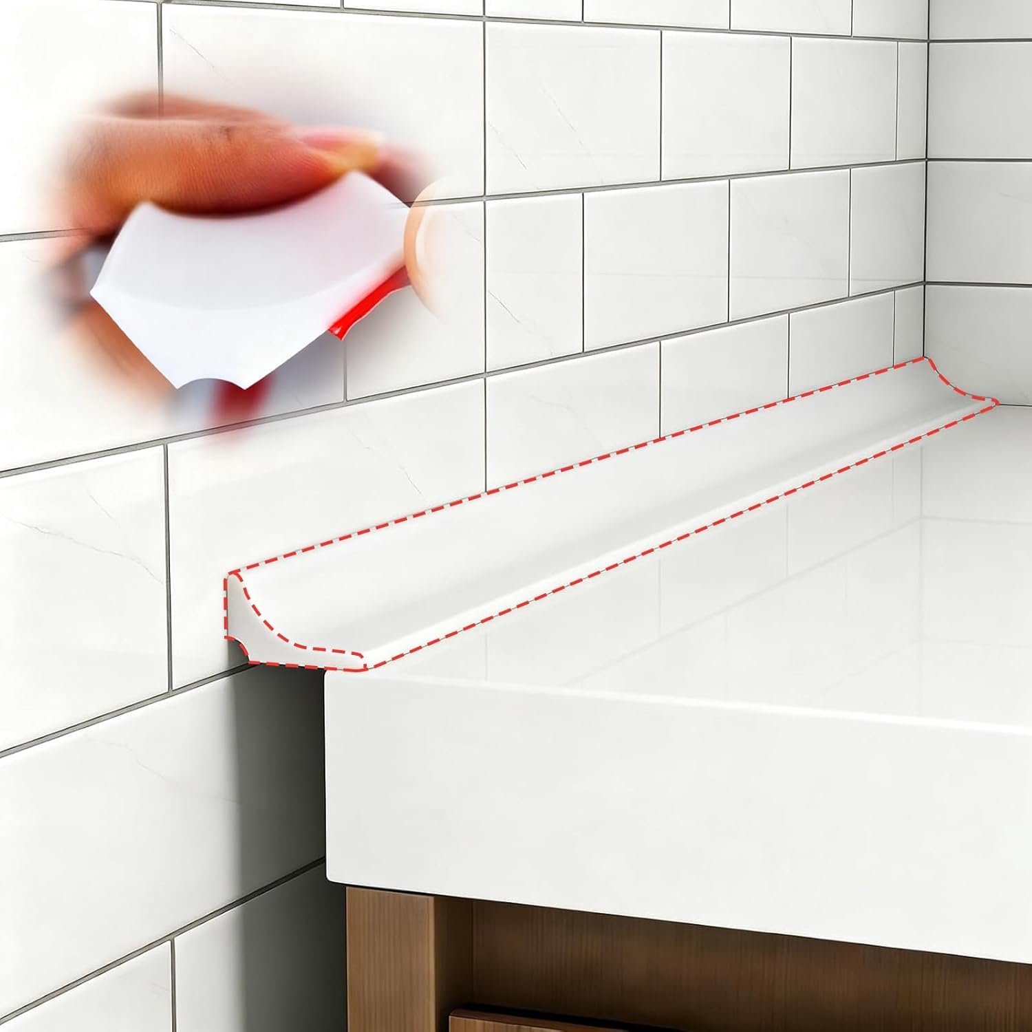 Waterafdichtingsstroken, zelfklevende siliconenafdichtingsstroken voor werkbladen, wastafels, badkamers, vloeren in natte ruimtes (wit 2 m)