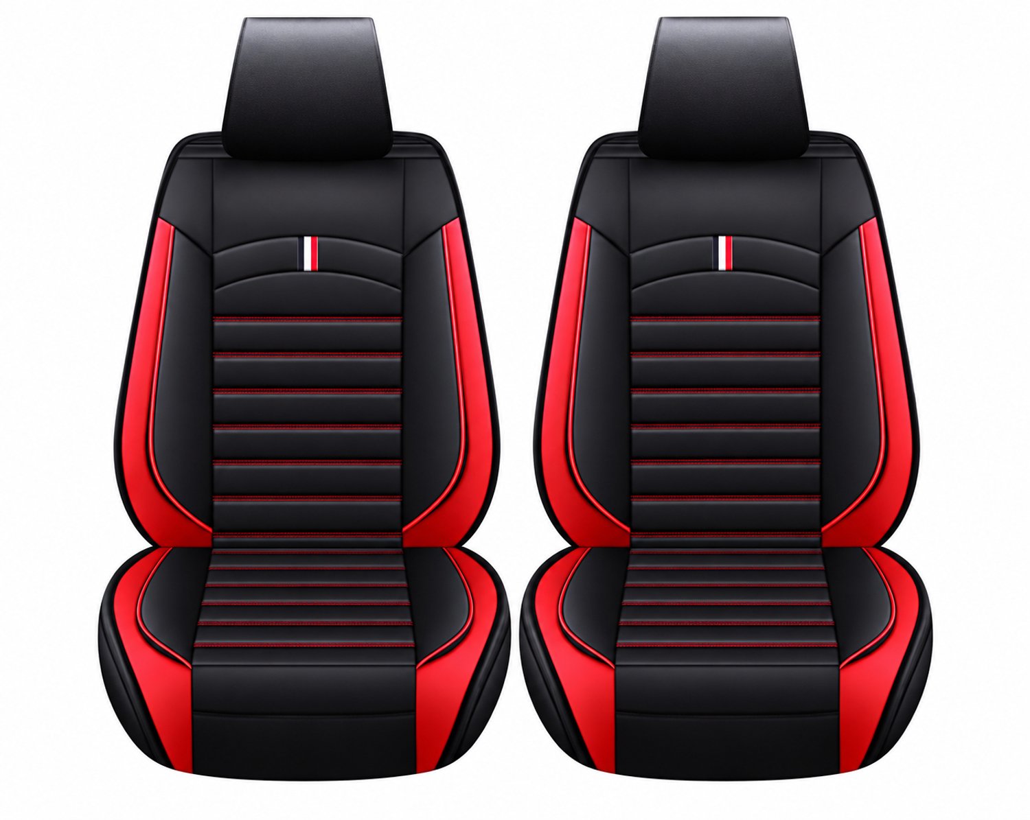 Tremeo Autostoelhoes - Autostoelhoezen - Set van 2 - Luxe PU-Leer - Rood/Zwart - Universele Voorstoelhoezen - Waterbestendig