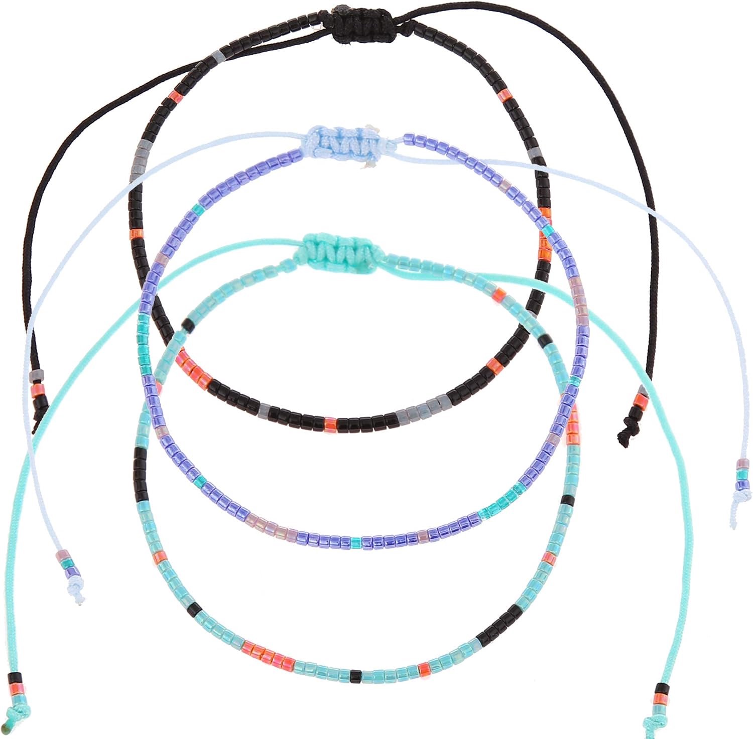 Enkelbandjes set van 3 - Boho, etnisch, multi-kleurig - Unieke kralen - Perfect voor elke gelegenheid - Homevero