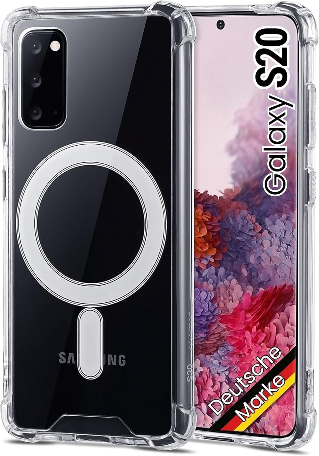 Telefoonhoes voor Samsung Galaxy S20 voor Magsafe, stootvaste Samsung S20, hoes voor MagSafe transparant/transparante hoes voor Samsung Galaxy S20, met magneet