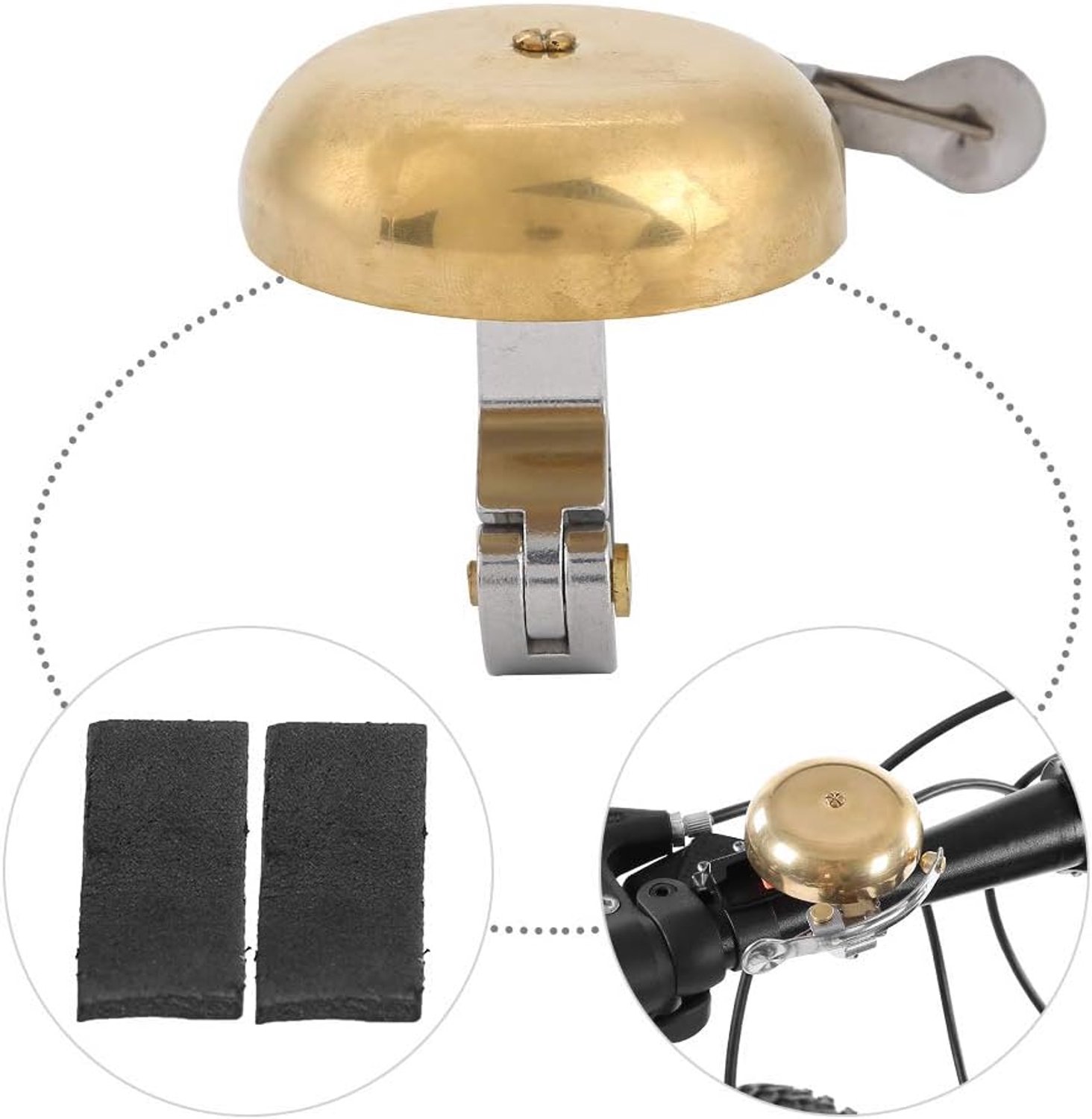 Fietsbel Gemaakt van Superieur Messing voor Zowel Rechts Als Links, Racefietsbel, voor 15-24 Mm Buis Dia (Goud)