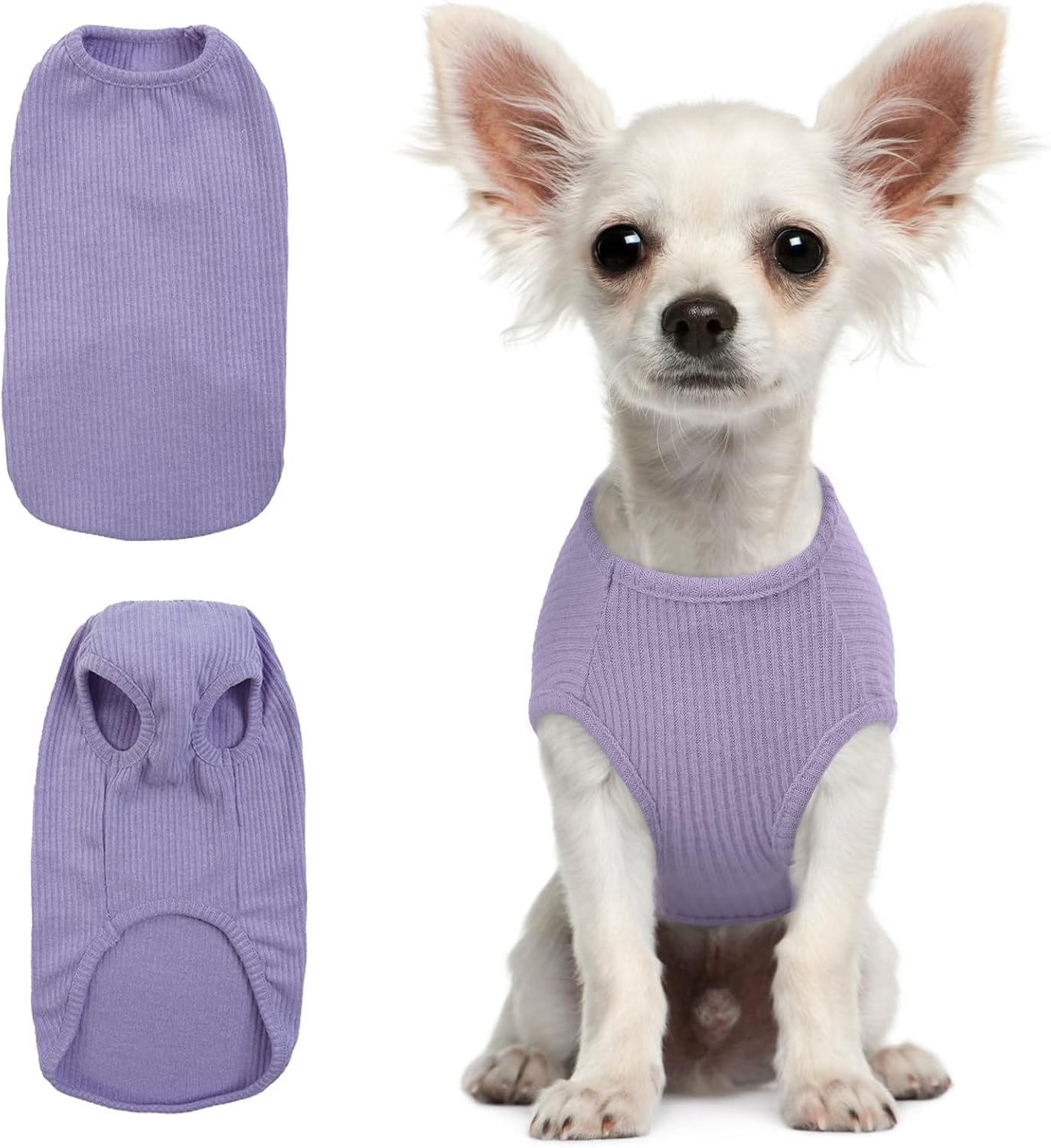 - Dunne Honden-T-shirts Zomertrui Kleine Maat Hondentrui Gestreepte Trui Elastisch Tricot (Paars XXS)