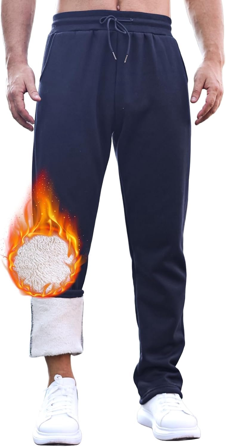 Joggingbroek voor heren, warm, gevoerd, warme en comfortabele joggingbroek, vrijetijdsbroek, verstelbare knuffelbroek voor heren, met trekkoord en zakken
