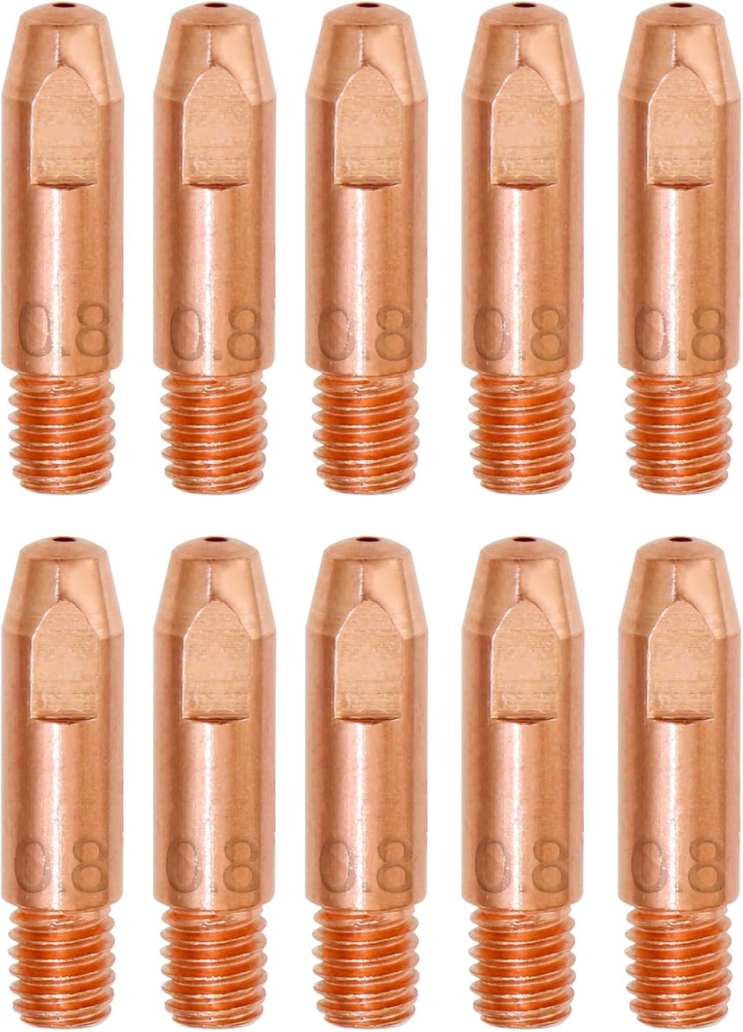 10 stuks 0,8 mm koper contactpunt lasbranders stroomaansluiting M6 0,0315 inch lasapparaat lasaccessoires slijtagedelen set voor 24KD MB24 MIG MAG lasbrander