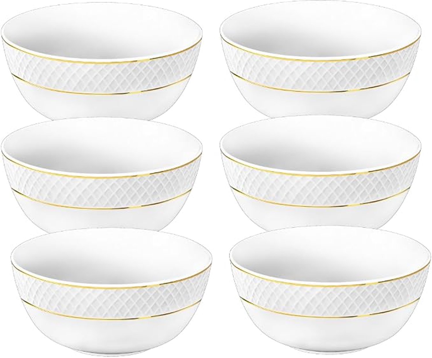 Wilmax Schaal Porselein Wit met Gouden Rand 18 cm (6x)