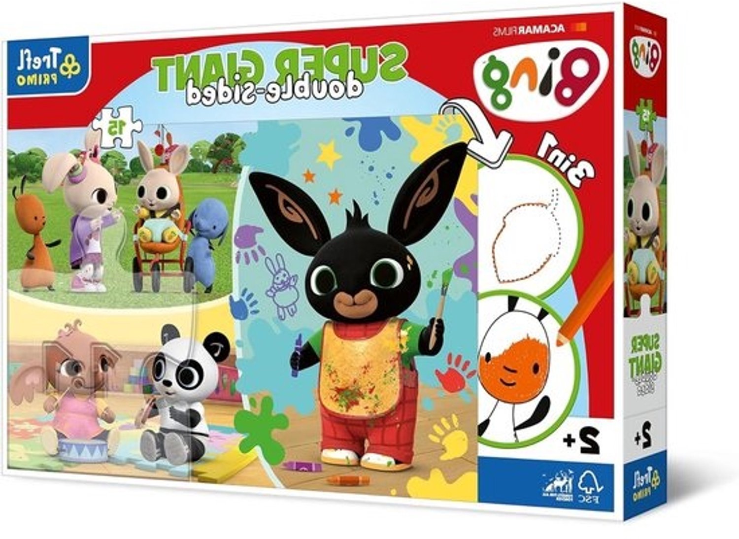 Bing-puzzel - Legpuzzel en kleurboek - Spelen voor kinderen - 3 spellen in één - 600x400 mm - Multicolor