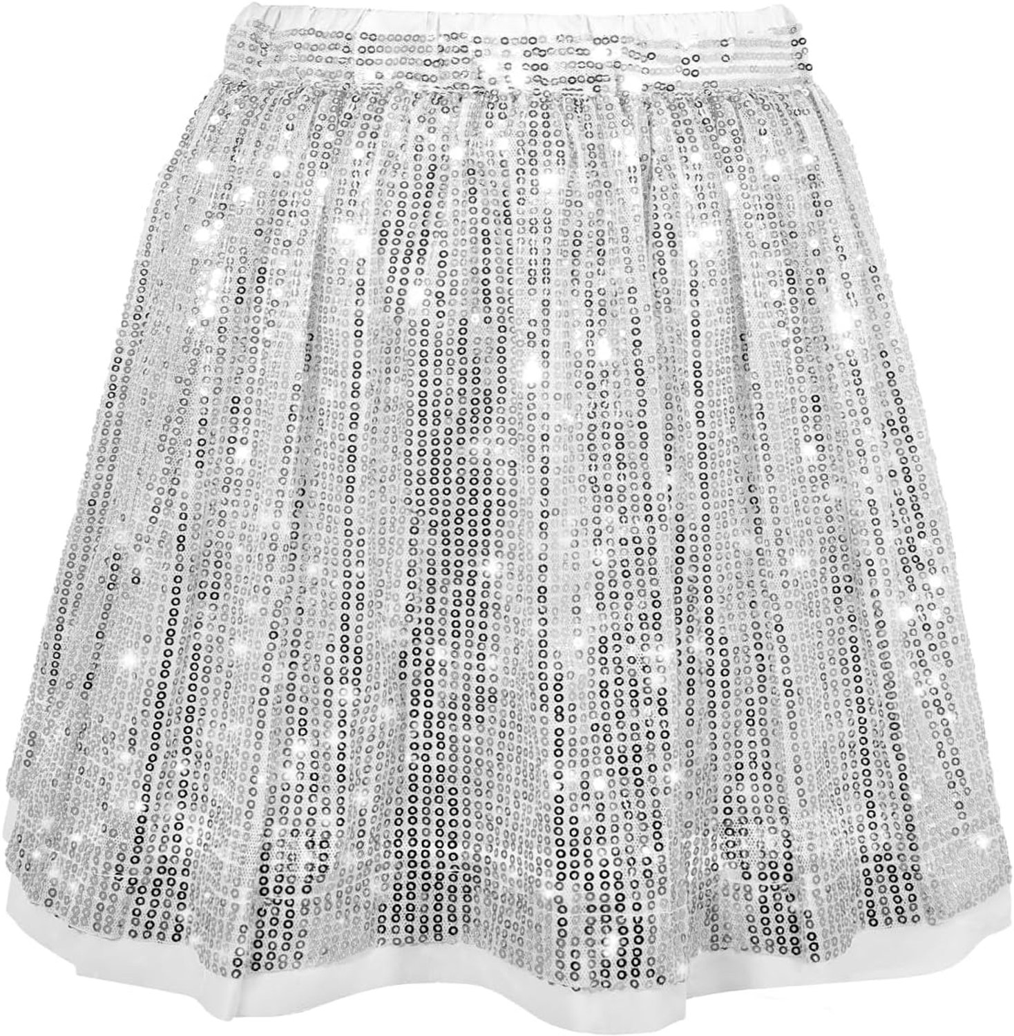 Paillettenrok voor meisjes, glanzend, met elastische taille, prinsessenrok met glitter voor feestjes