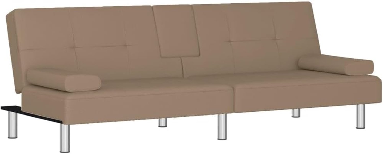 Slaapbank met bekerhouders, cappuccino, kunstleer, woonkamerbank, slaapkamer, werkkamer, kantoorbank voor woonkamer, slaapkamer, kantoor, lounge