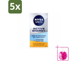5 x NIVEA MEN - Active Energy - Wake-up Gezichtsgel met Cafeïne - 50 ml - Bulkverpakking - Cafeïne - Douchemop - Energie