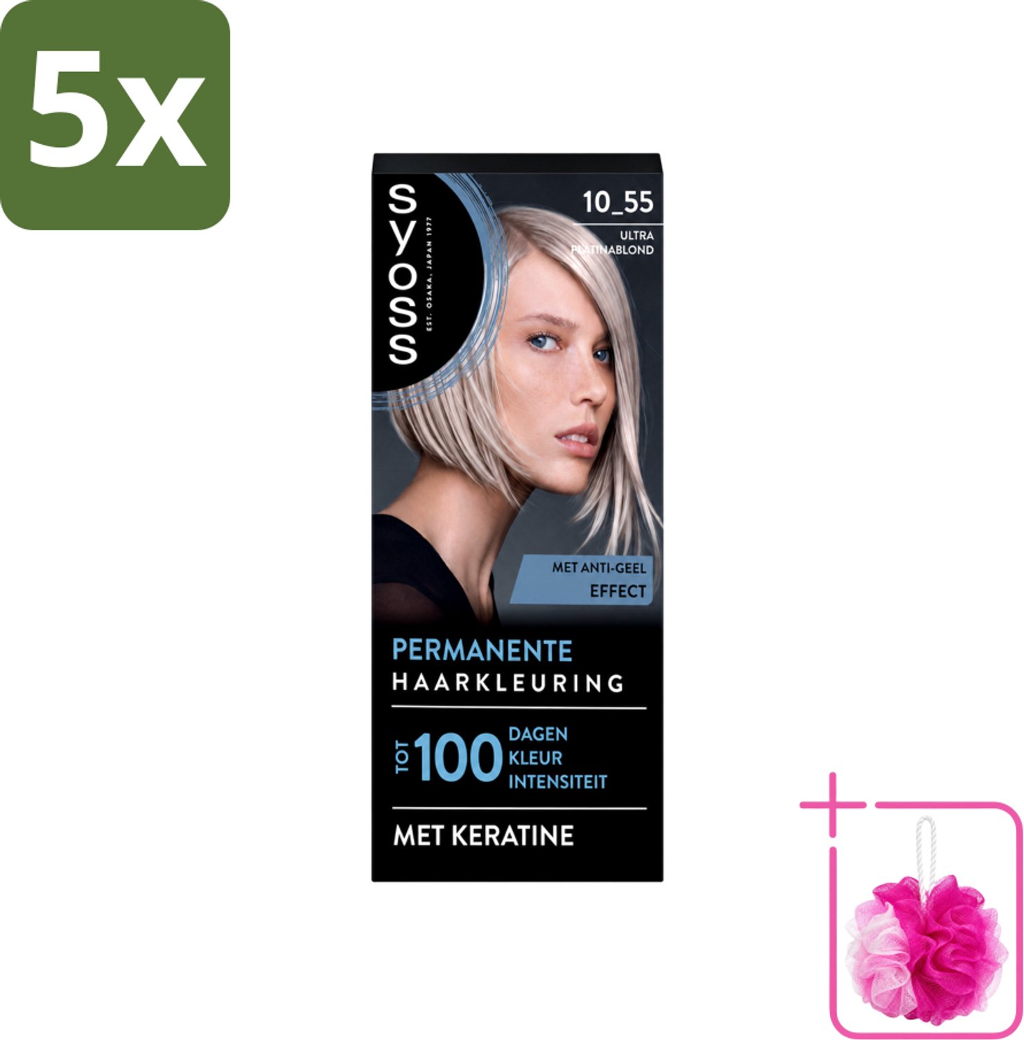 5 x SYOSS - Permanent Coloration 10-55 - Haarverf - Permanente Haarkleuring - Ultra Platina Blond - Grijsdekking - Bulkverpakking - Haarkleur - Douchemop - Haarkleuren