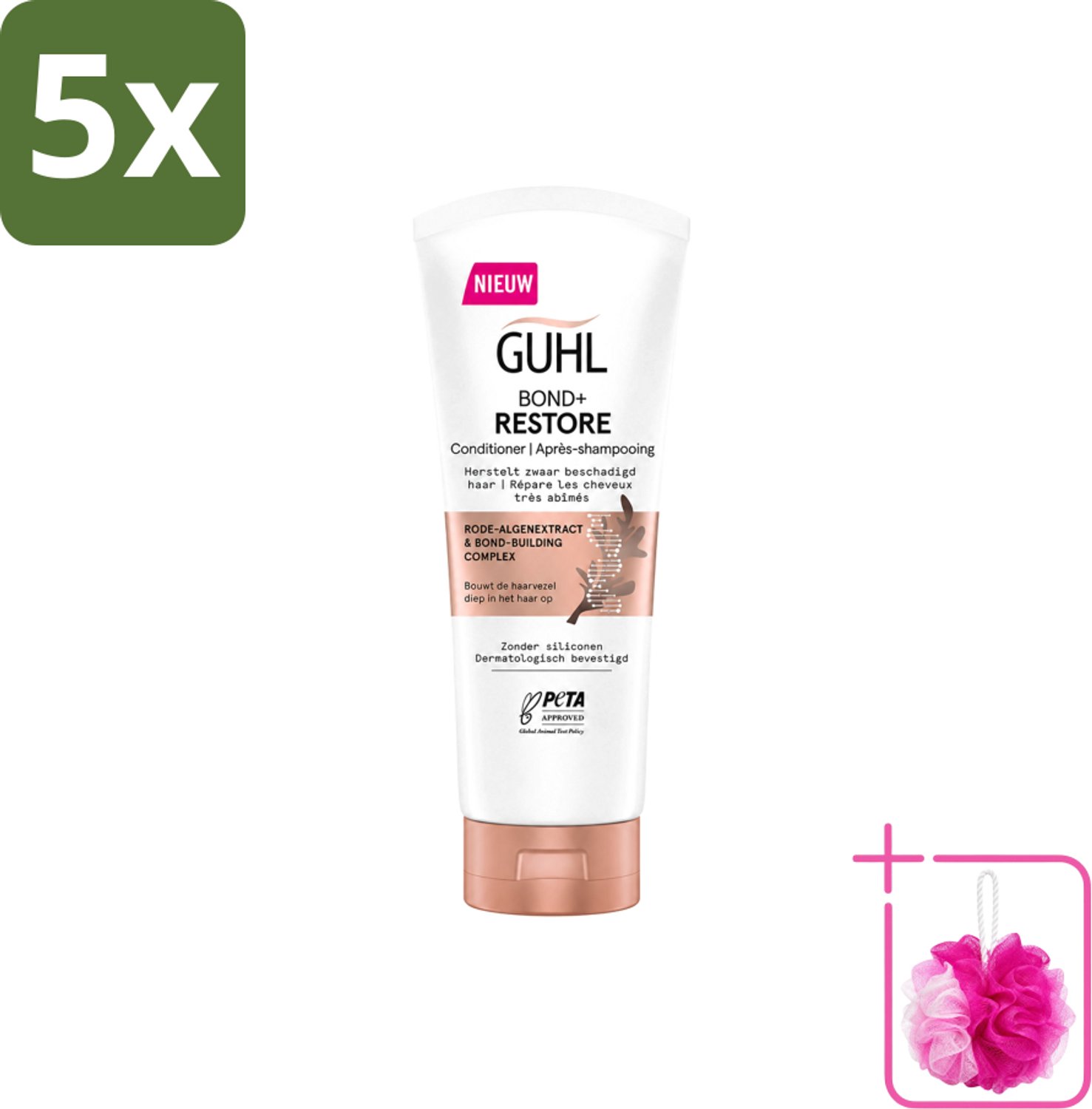 5 x Guhl - Conditioner - Bond+ Restore - 200 ml - Bulkverpakking - Herstel haar - Douchemop - Krachtig haar