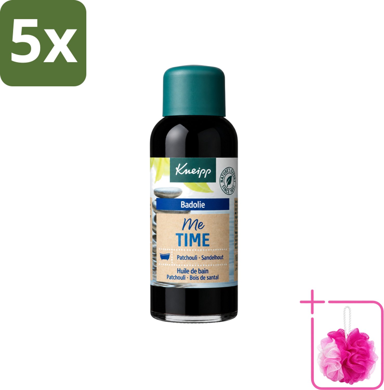 5 x Kneipp - Badolie - Me-Time - Patchouli & Sandelhout - 100 ml - Bulkverpakking - Badolie - Douchemop - Ontspanning