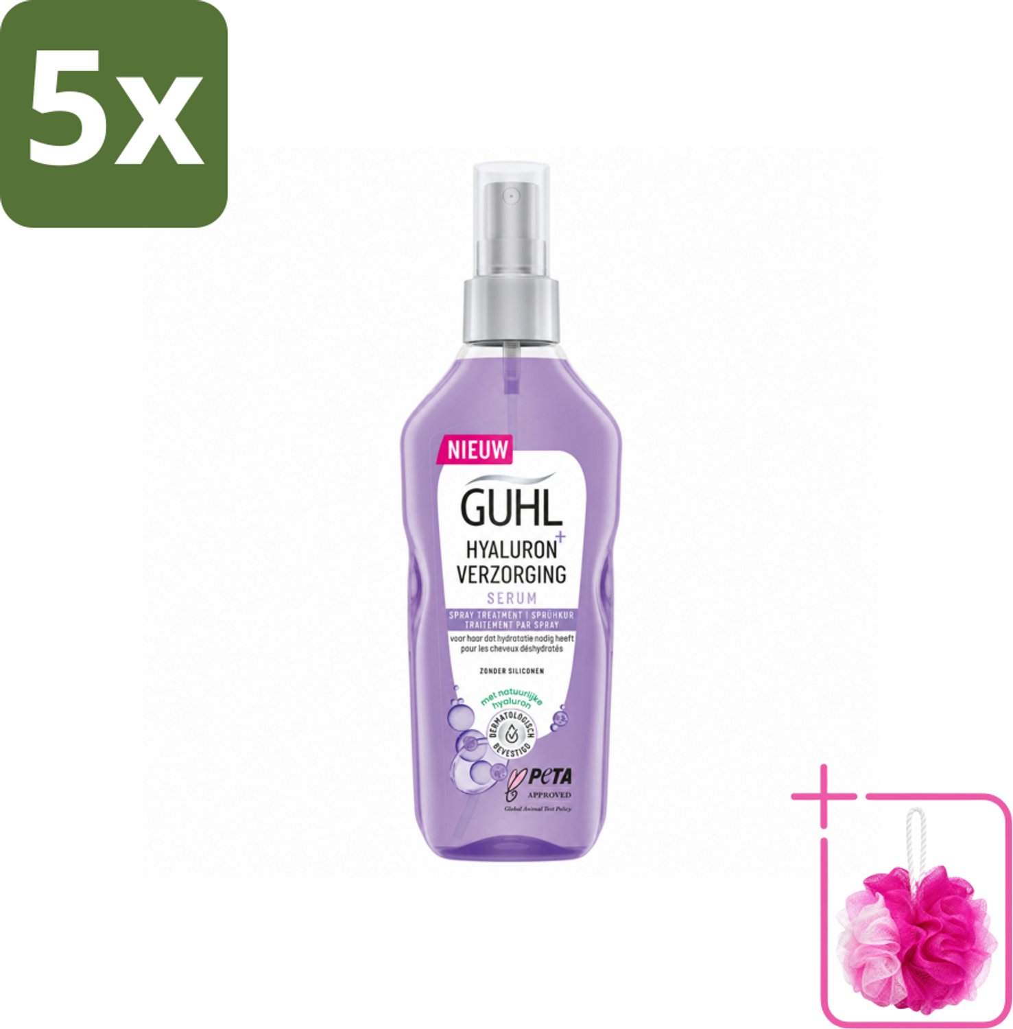 5 x Guhl - Spray - Hyaluron Verzorging - 150 ml - Bulkverpakking - Haarhydratatie - Douchemop - Hyaluronzuur