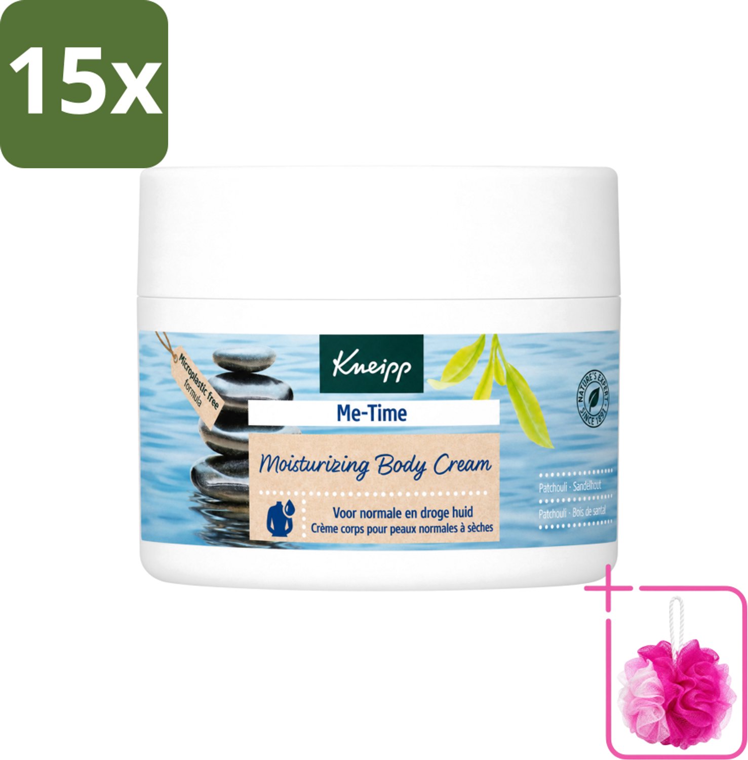 15 x Kneipp - Body crème - Me‑Time - Patchouli & Sandelhout - 200 ml - Bulkverpakking - Kneipp Bodycrème Me-Time - Douchemop - Rust