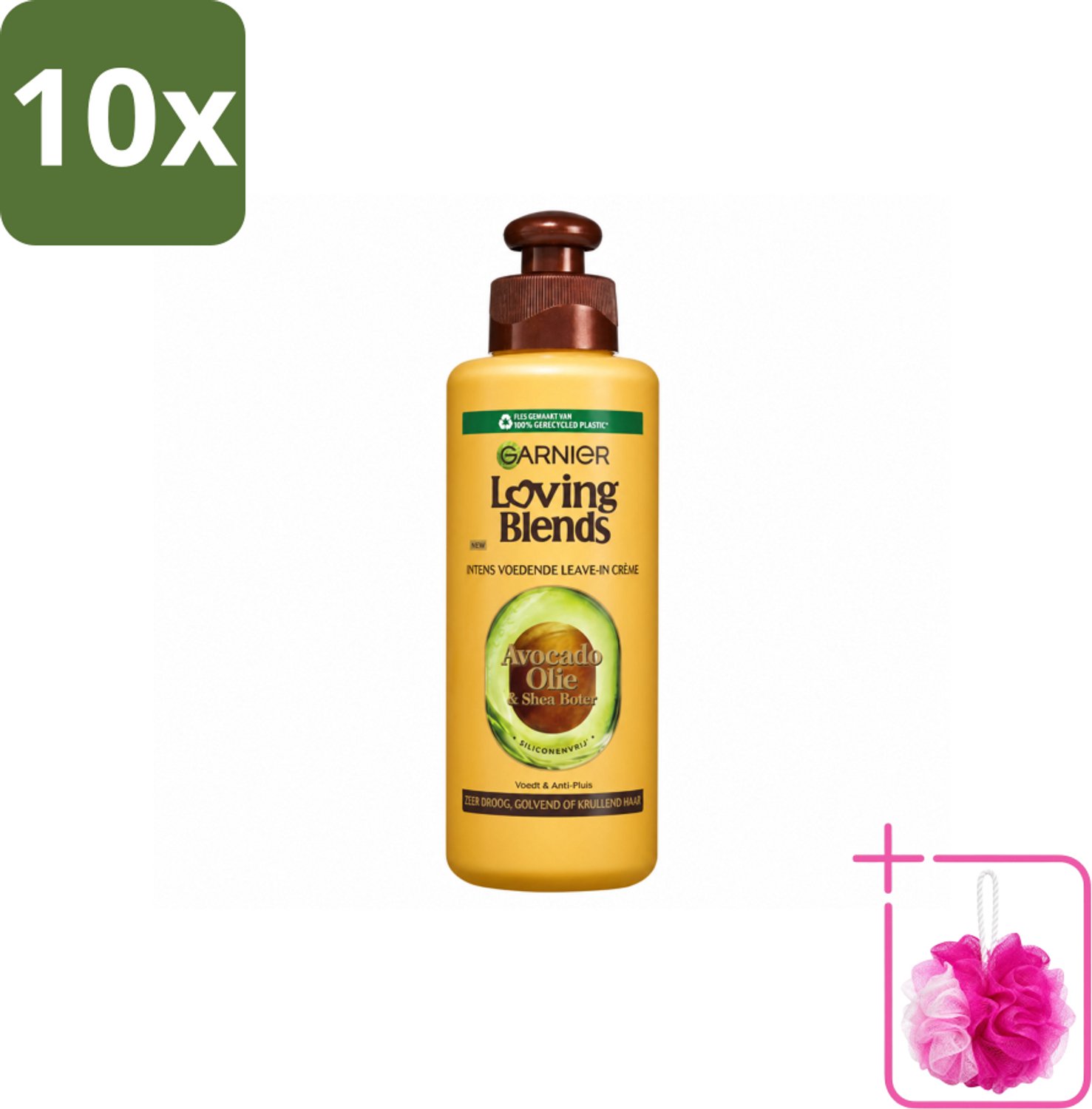 10 x Garnier - Loving Blends - Leave-In Crème - Avocado Olie & Shea Boter - Zeer Droog & Pluizig Haar - 200 ml - Bulkverpakking - Avocado Olie - Douchemop - Karité Boter